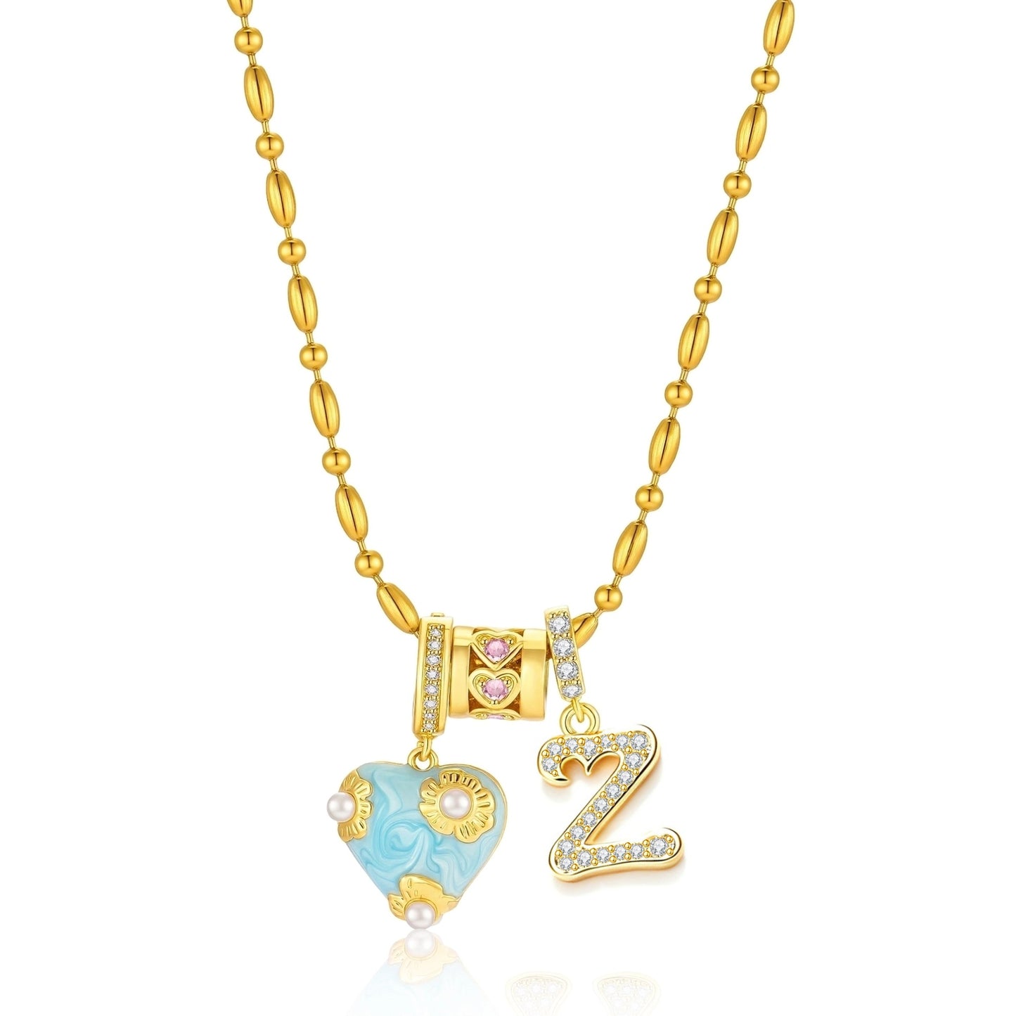 French Heart Initial Necklace