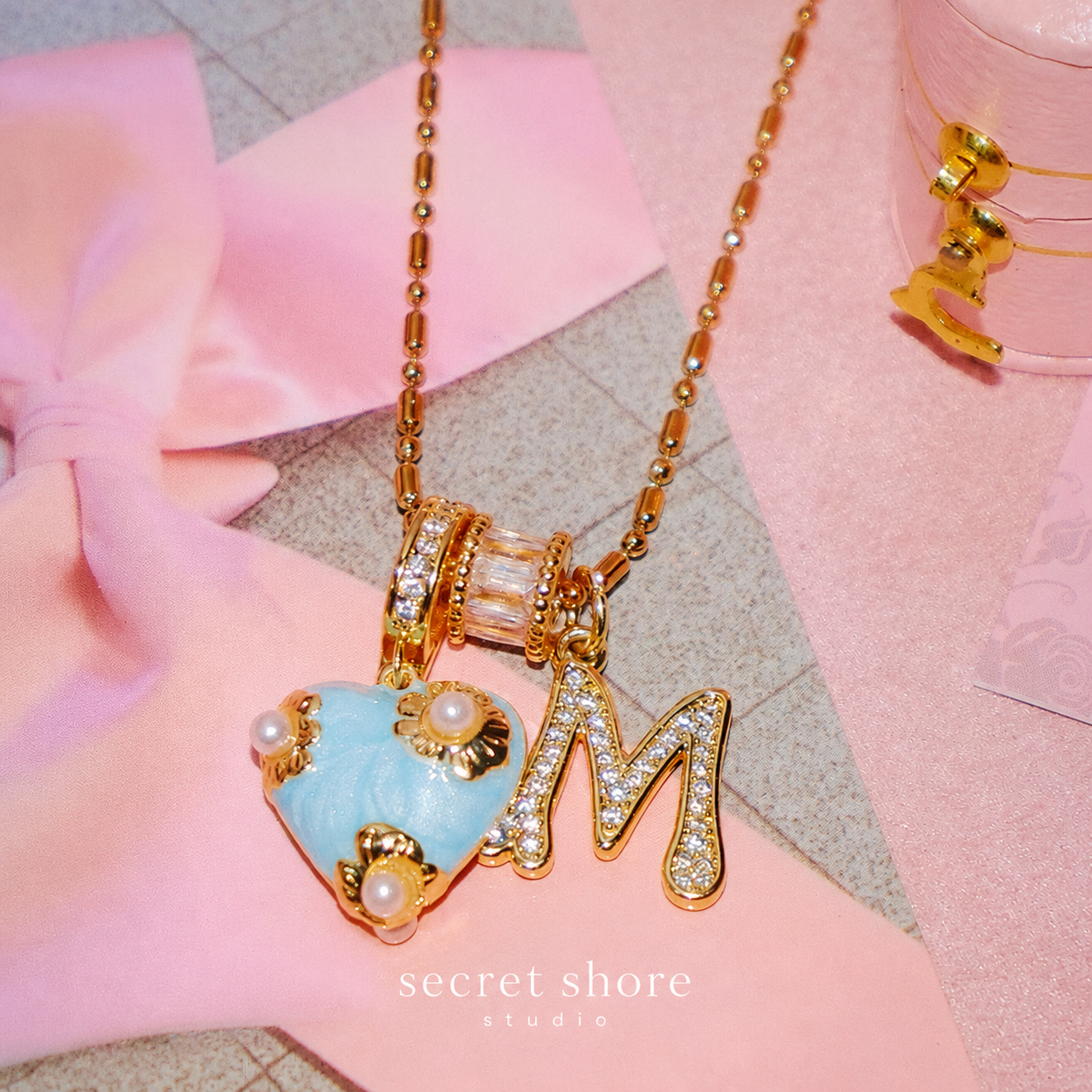 French Heart Initial Necklace