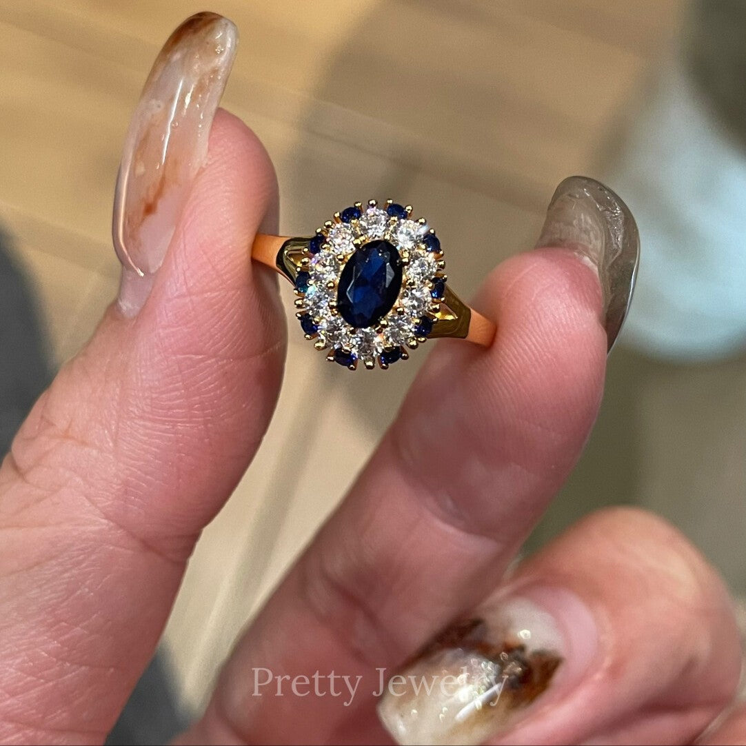 Sapphire Halo Ring