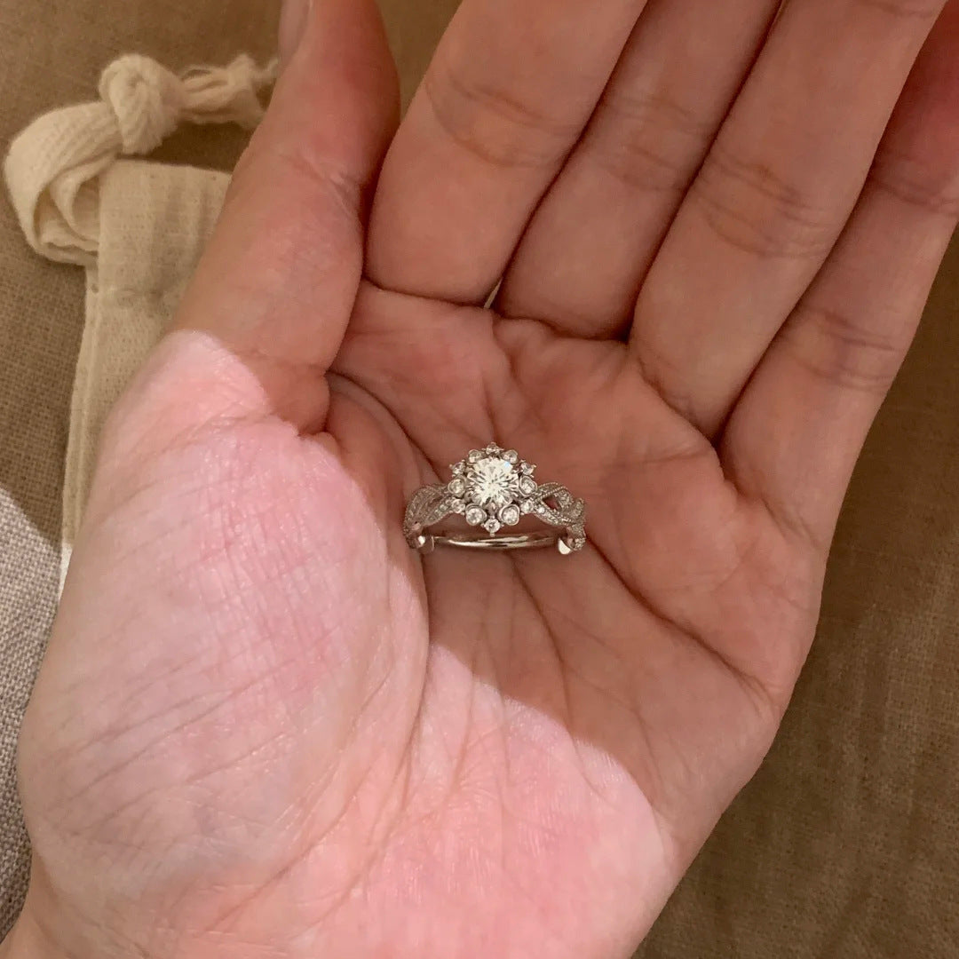 Silver Bow Halo Ring