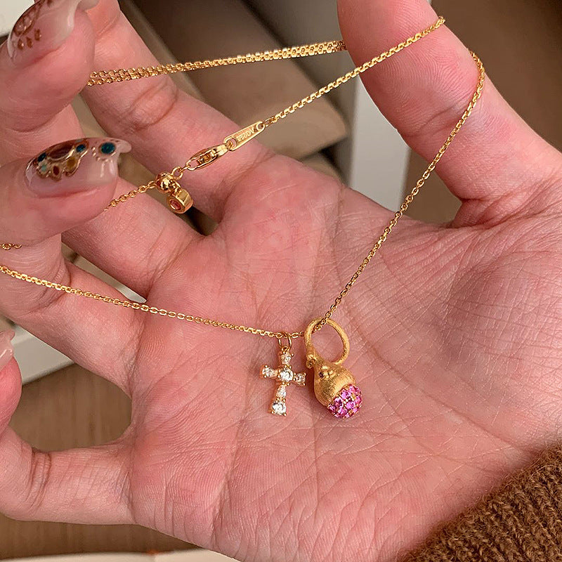 Pinecone Cross Necklace