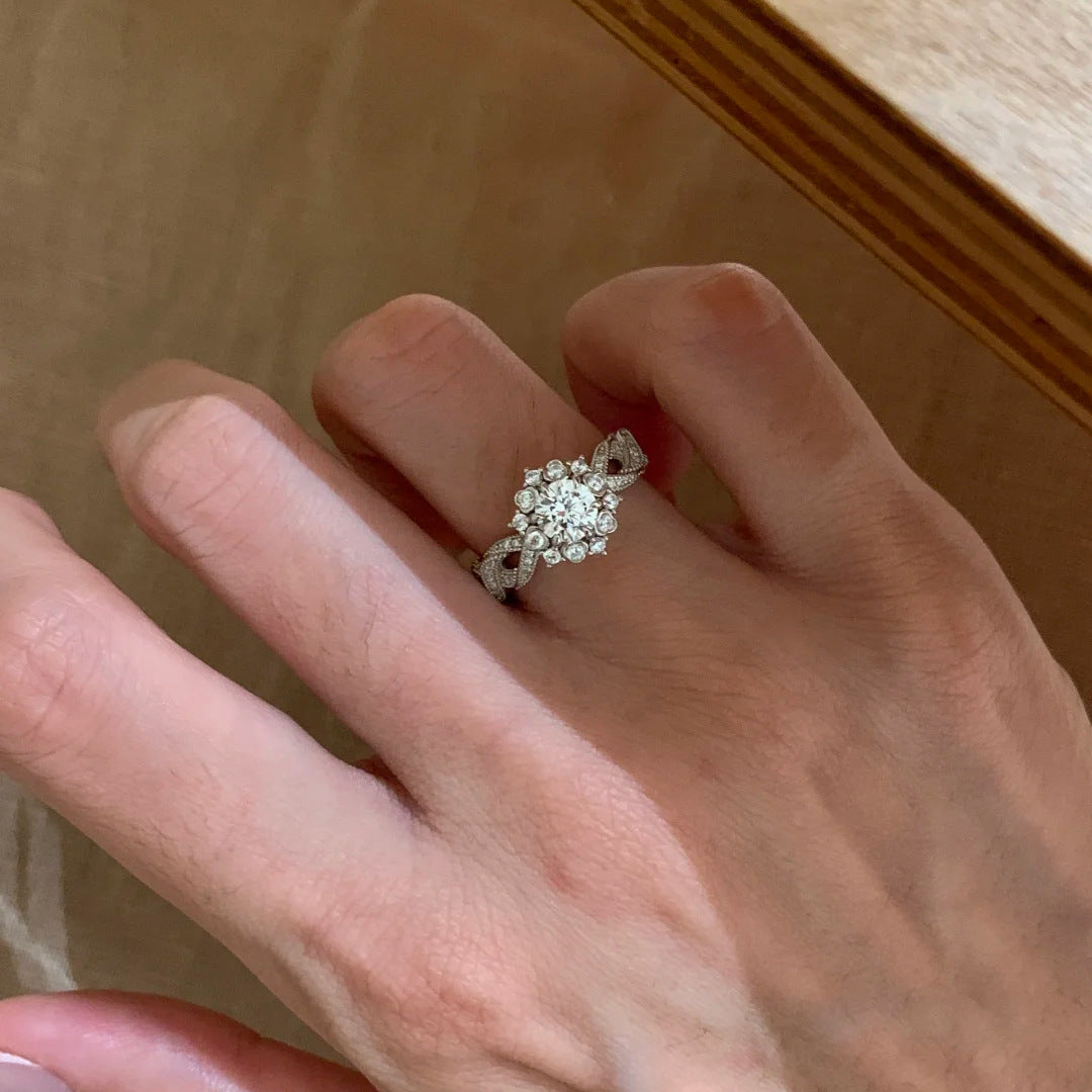 Silver Bow Halo Ring