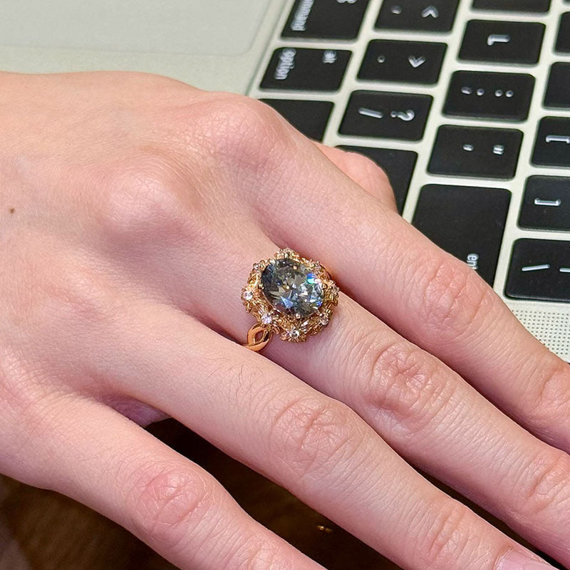 Vintage Aqua Halo Ring