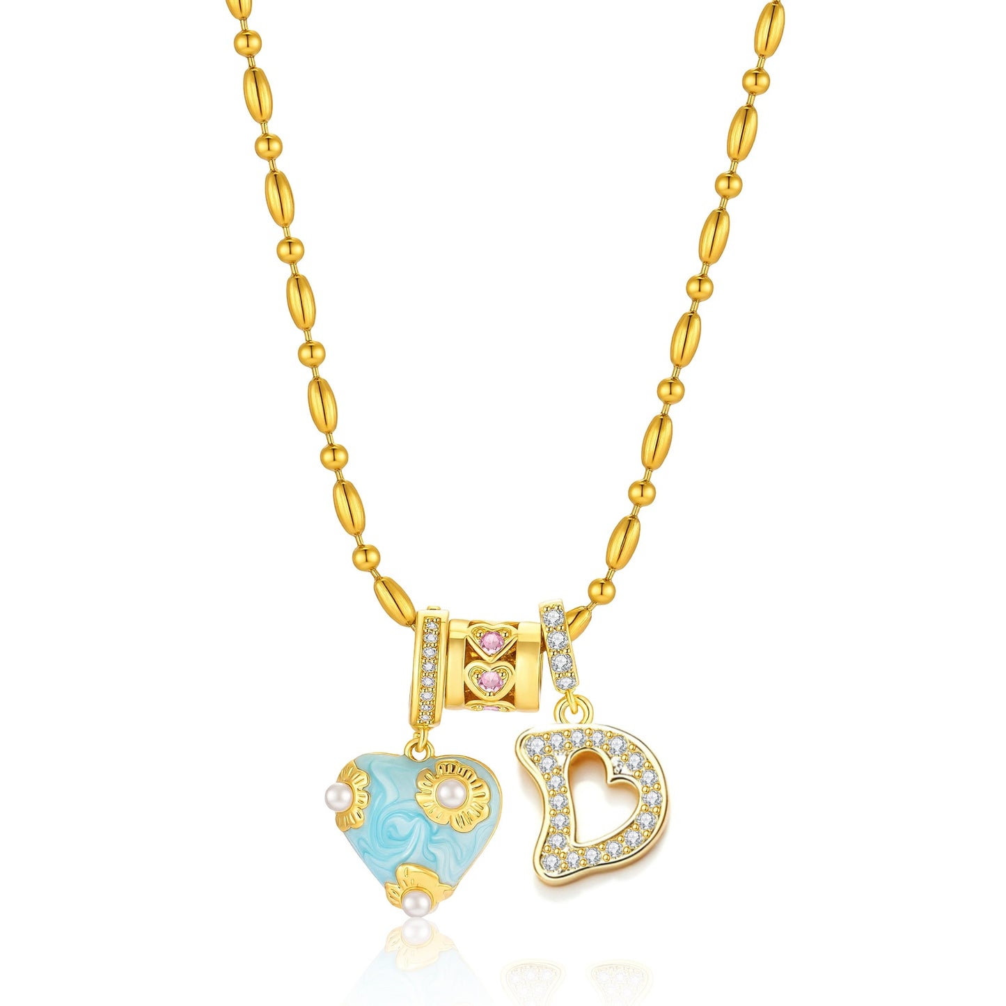 French Heart Initial Necklace