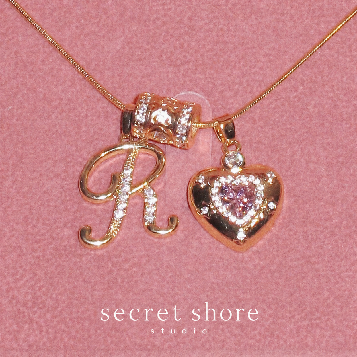 Initial Heart Charm Necklace