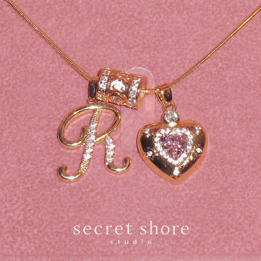 Initial Heart Charm Necklace