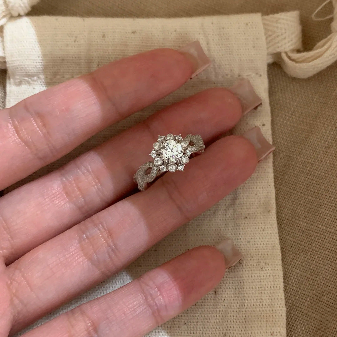 Silver Bow Halo Ring