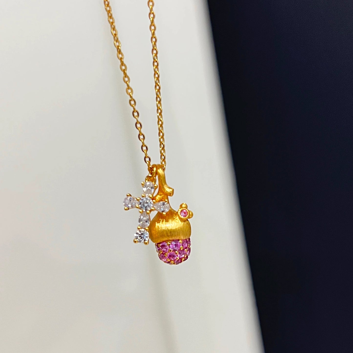 Pinecone Cross Necklace
