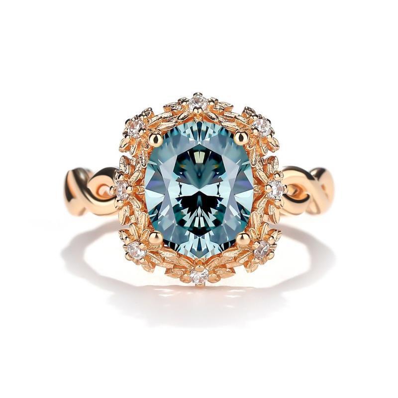 Vintage Aqua Halo Ring