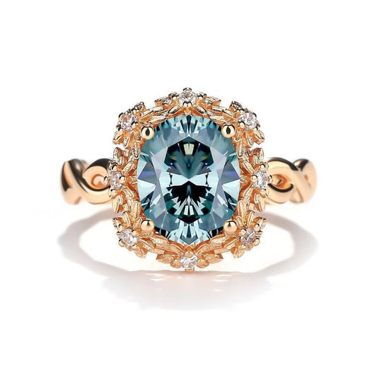 Vintage Aqua Halo Ring