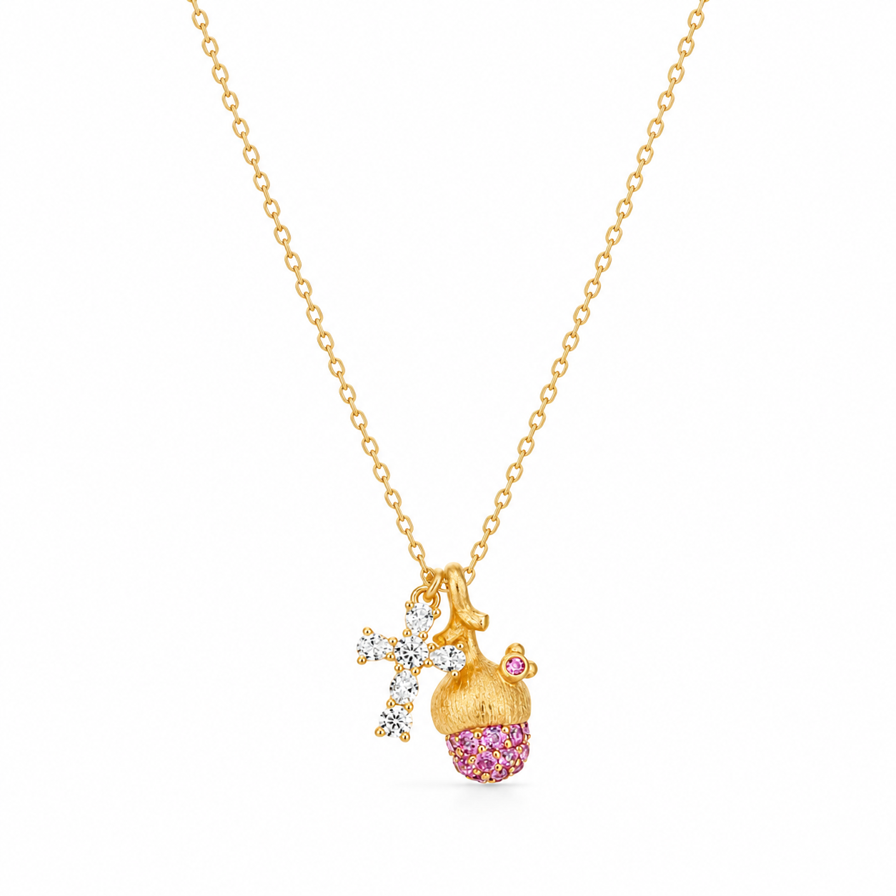Pinecone Cross Necklace