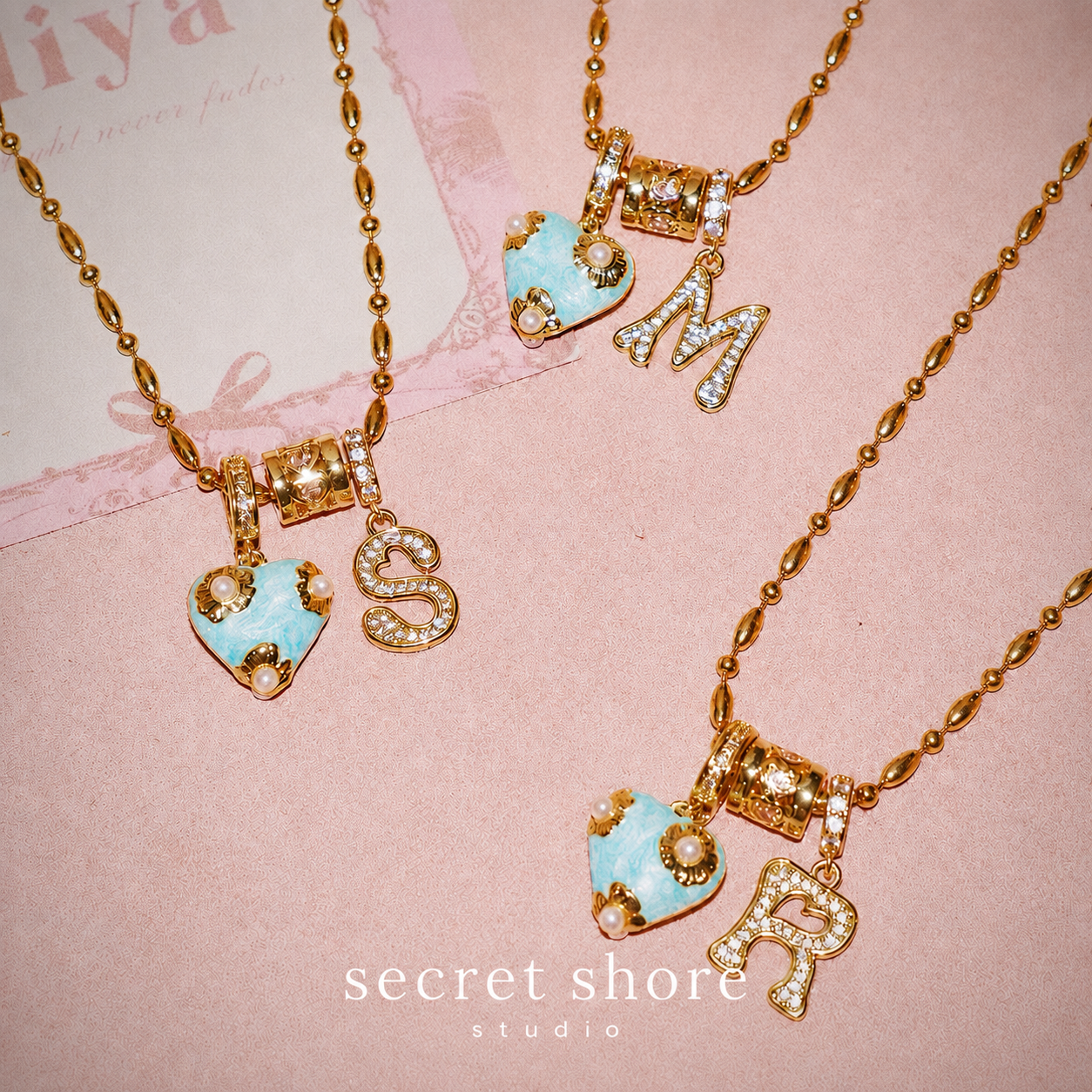 French Heart Initial Necklace