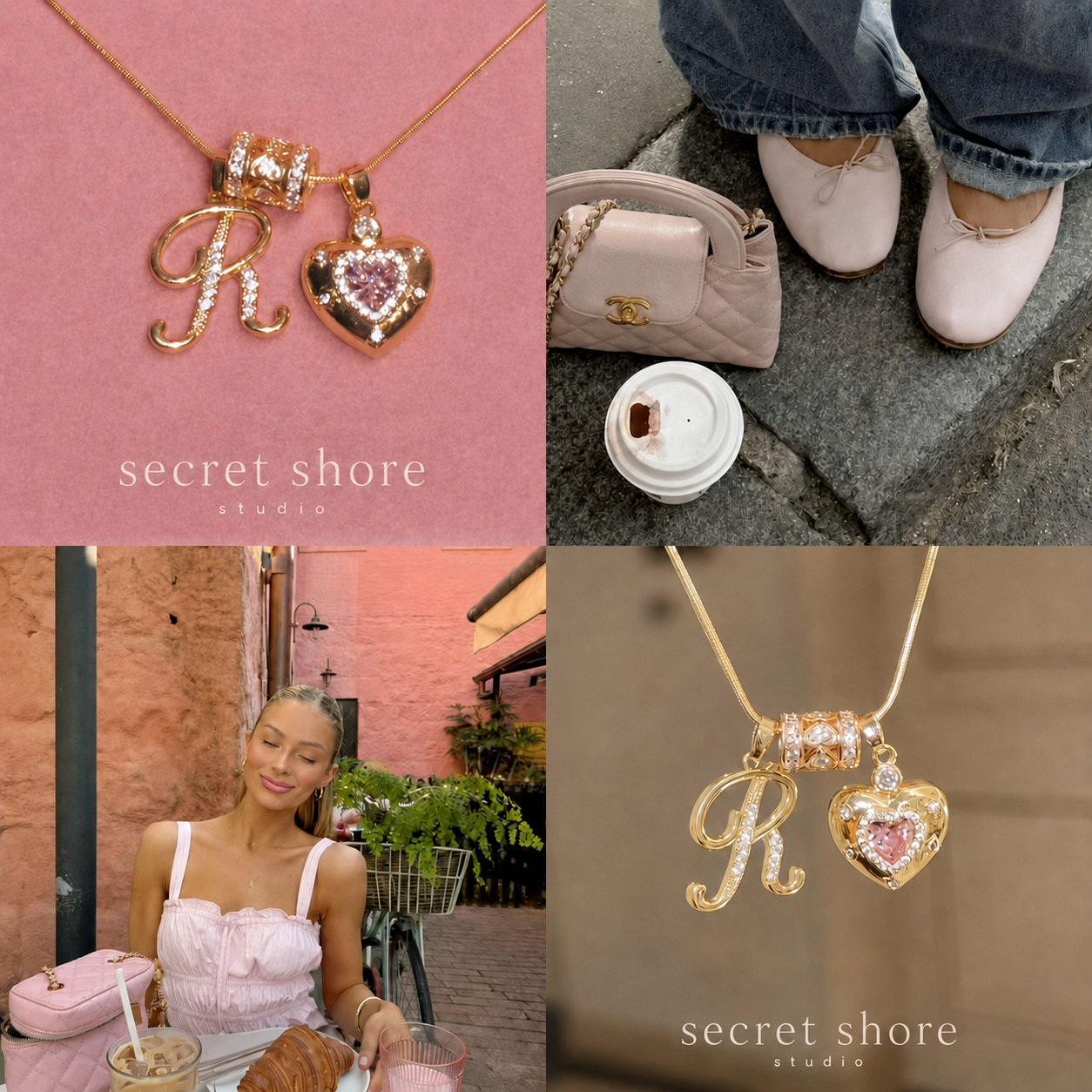 Initial Heart Charm Necklace
