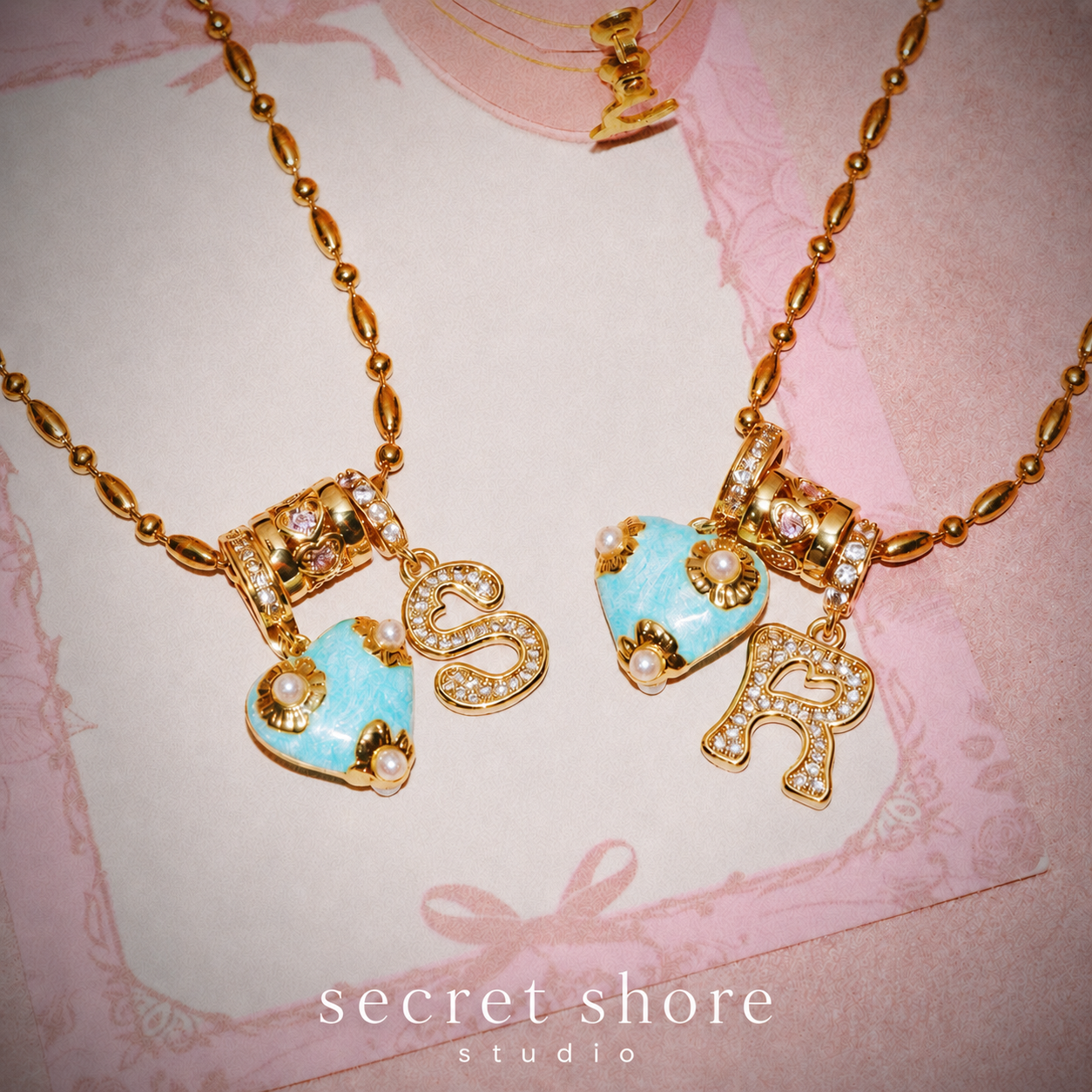 French Heart Initial Necklace