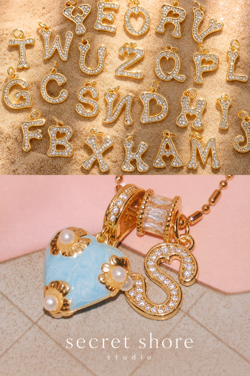 French Heart Initial Necklace