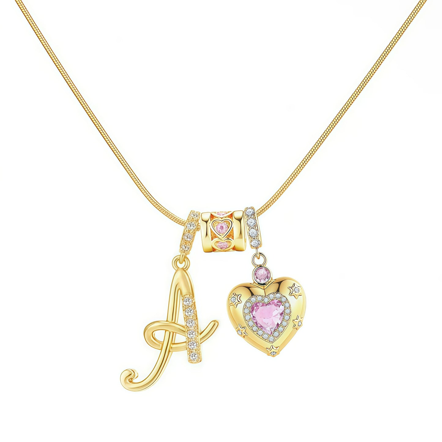 Initial Heart Charm Necklace