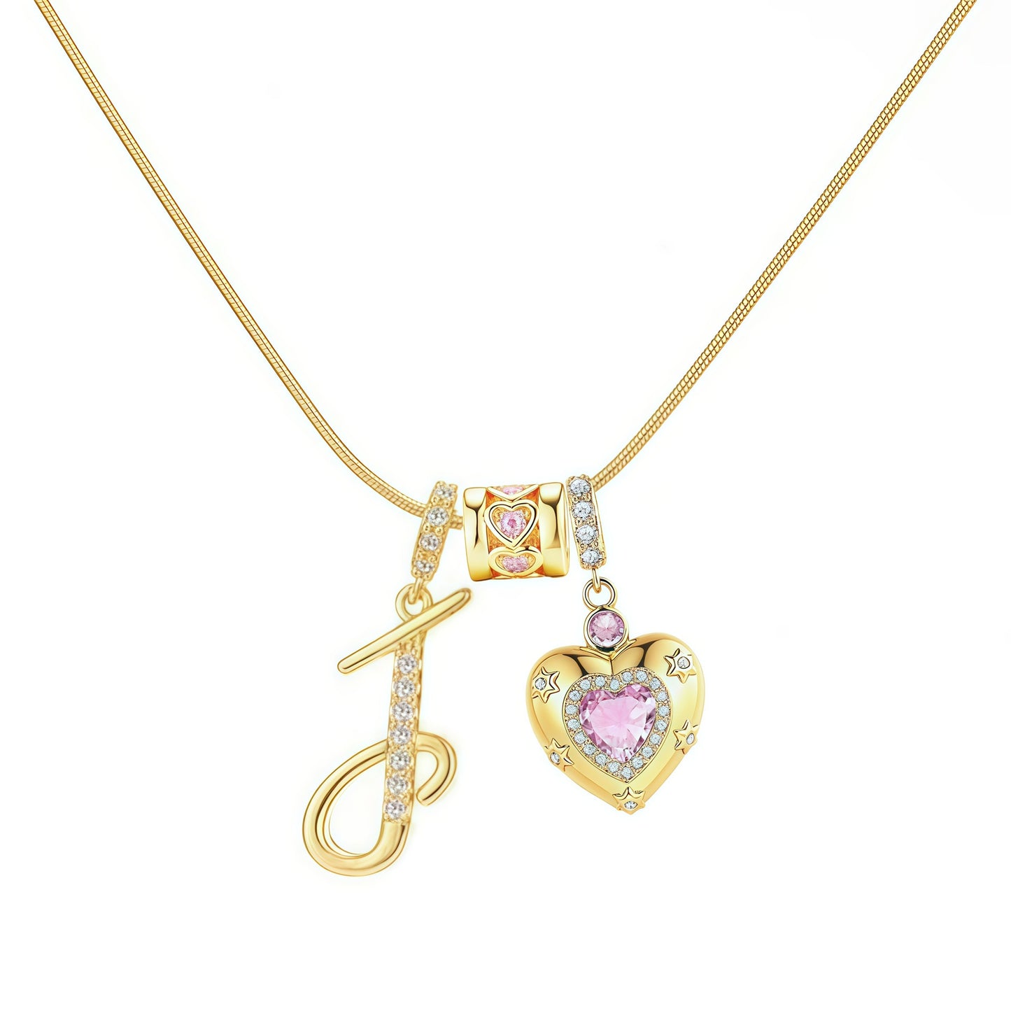 Initial Heart Charm Necklace