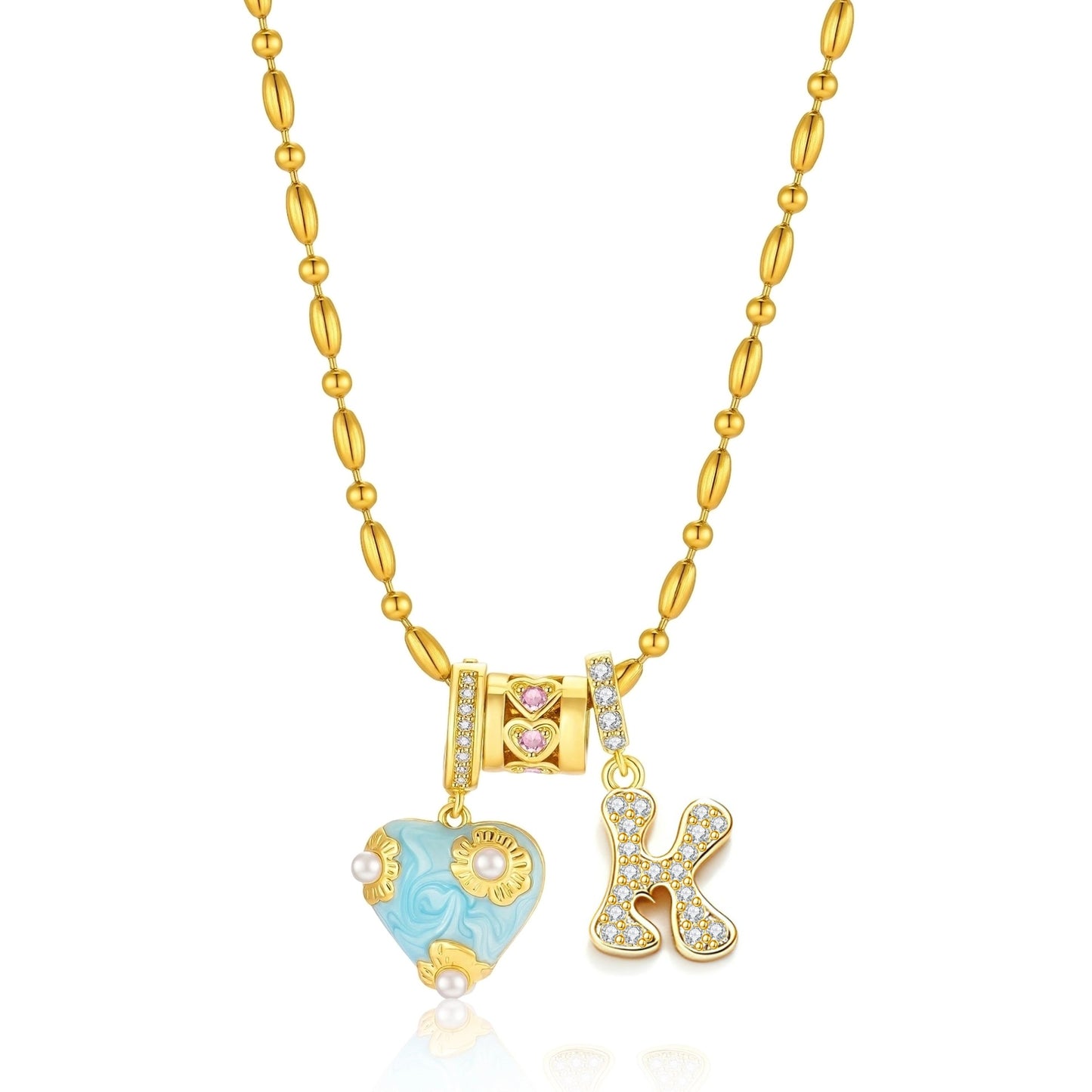 French Heart Initial Necklace