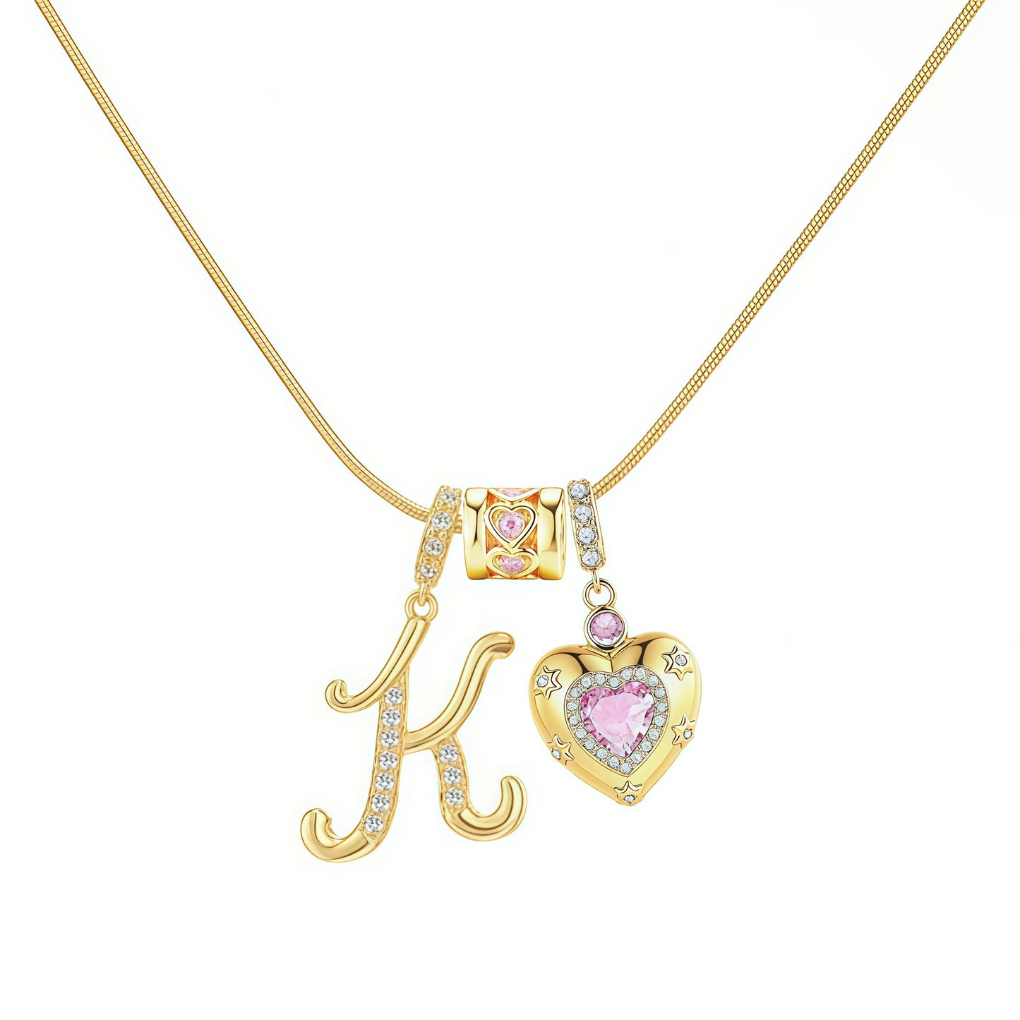 Initial Heart Charm Necklace