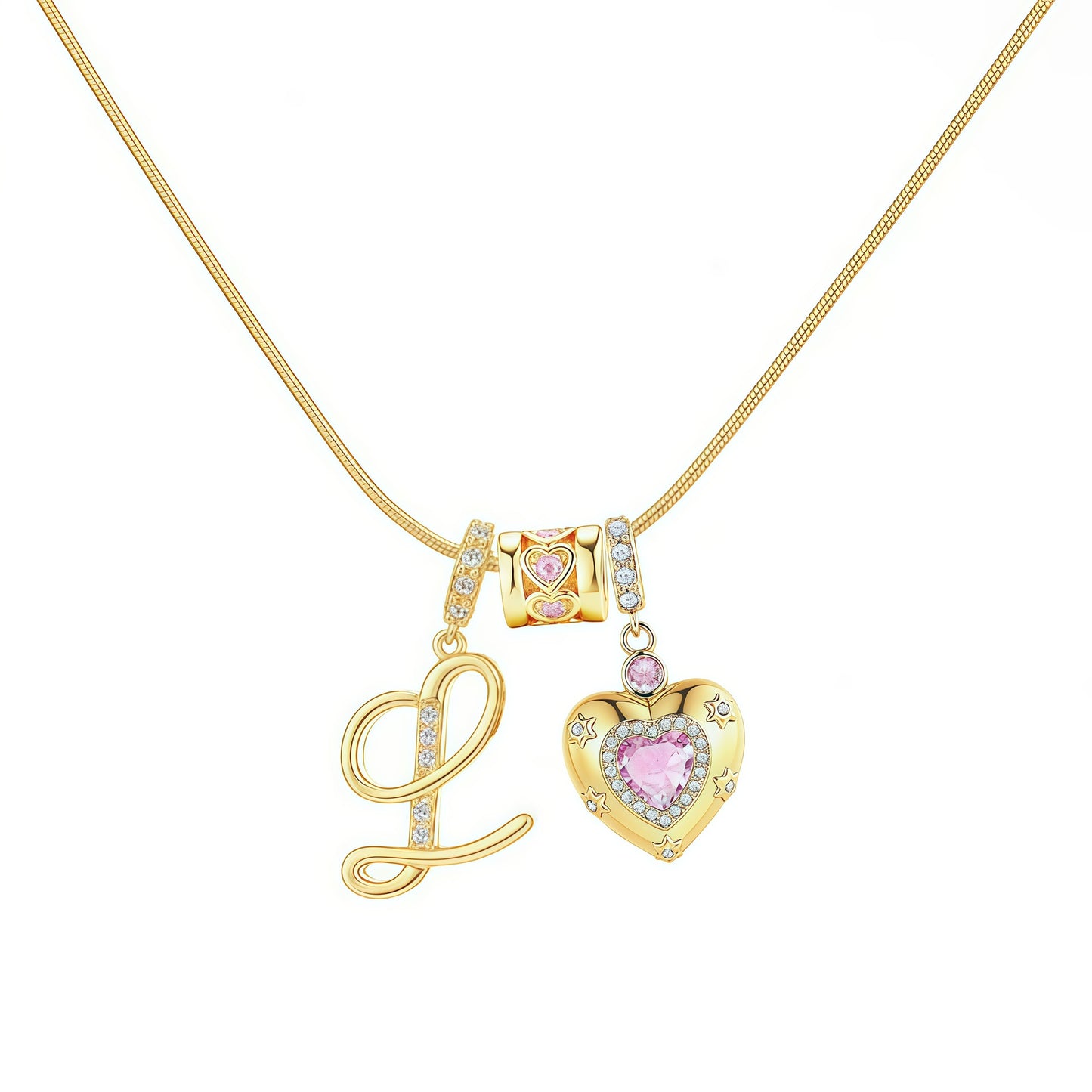 Initial Heart Charm Necklace