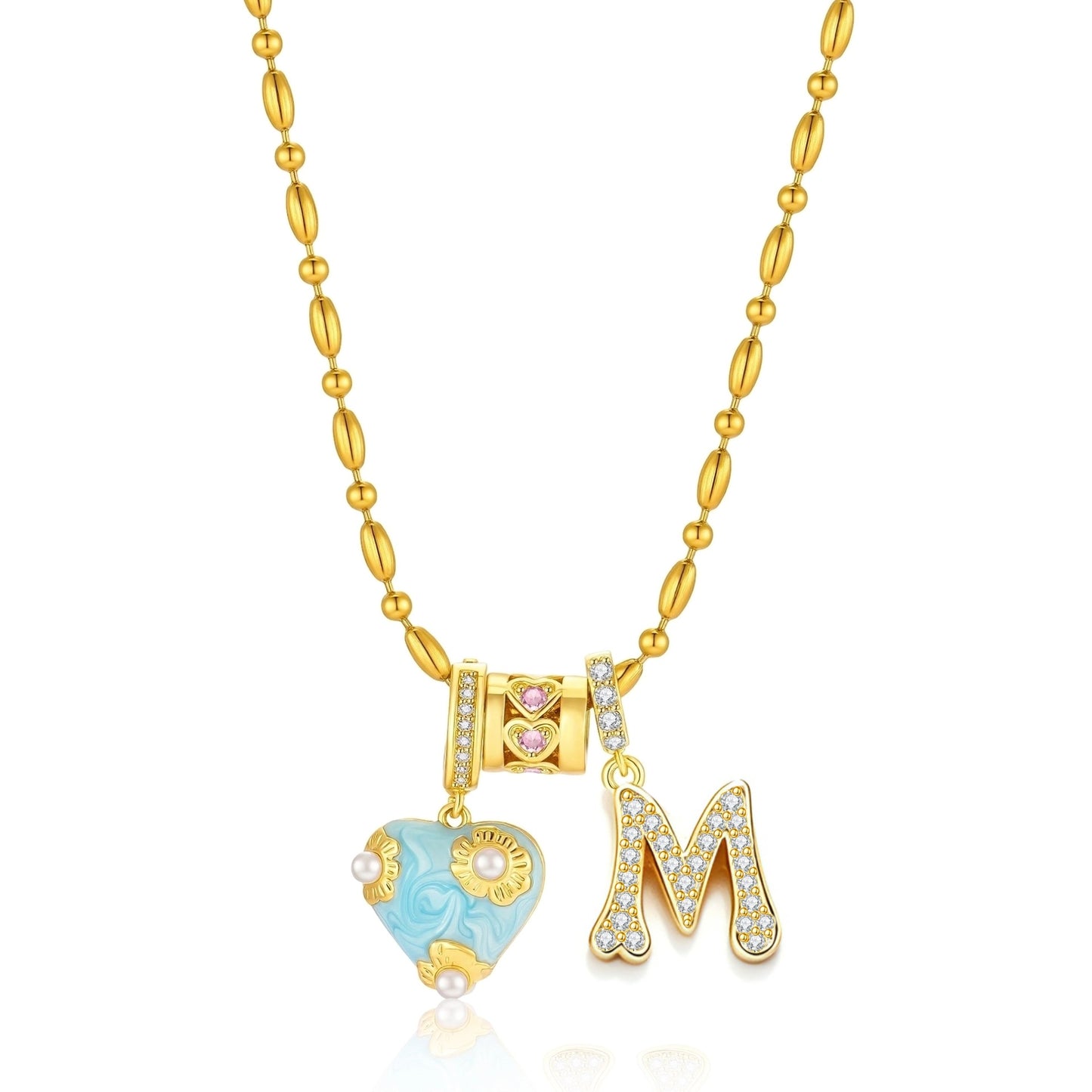 French Heart Initial Necklace