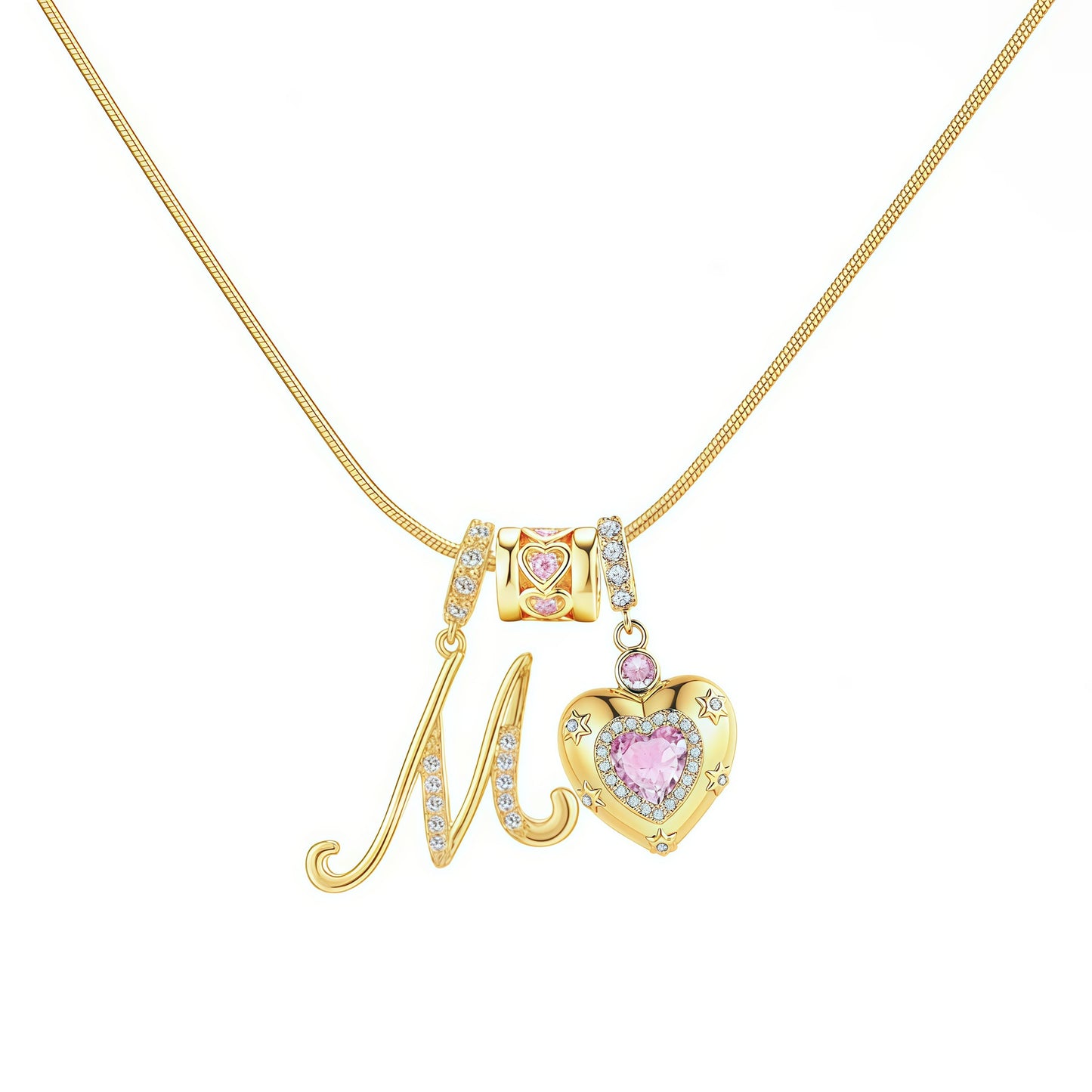Initial Heart Charm Necklace