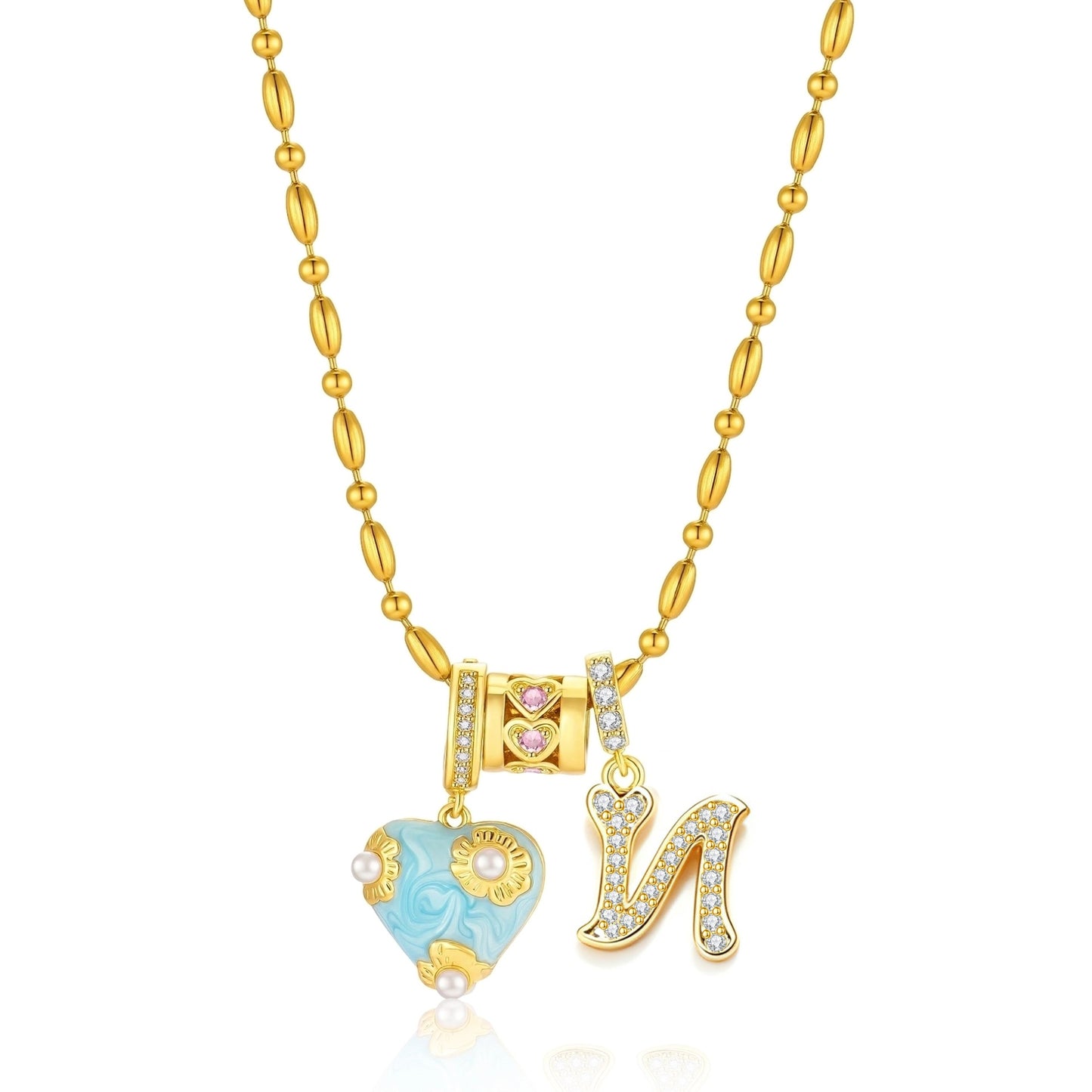 French Heart Initial Necklace