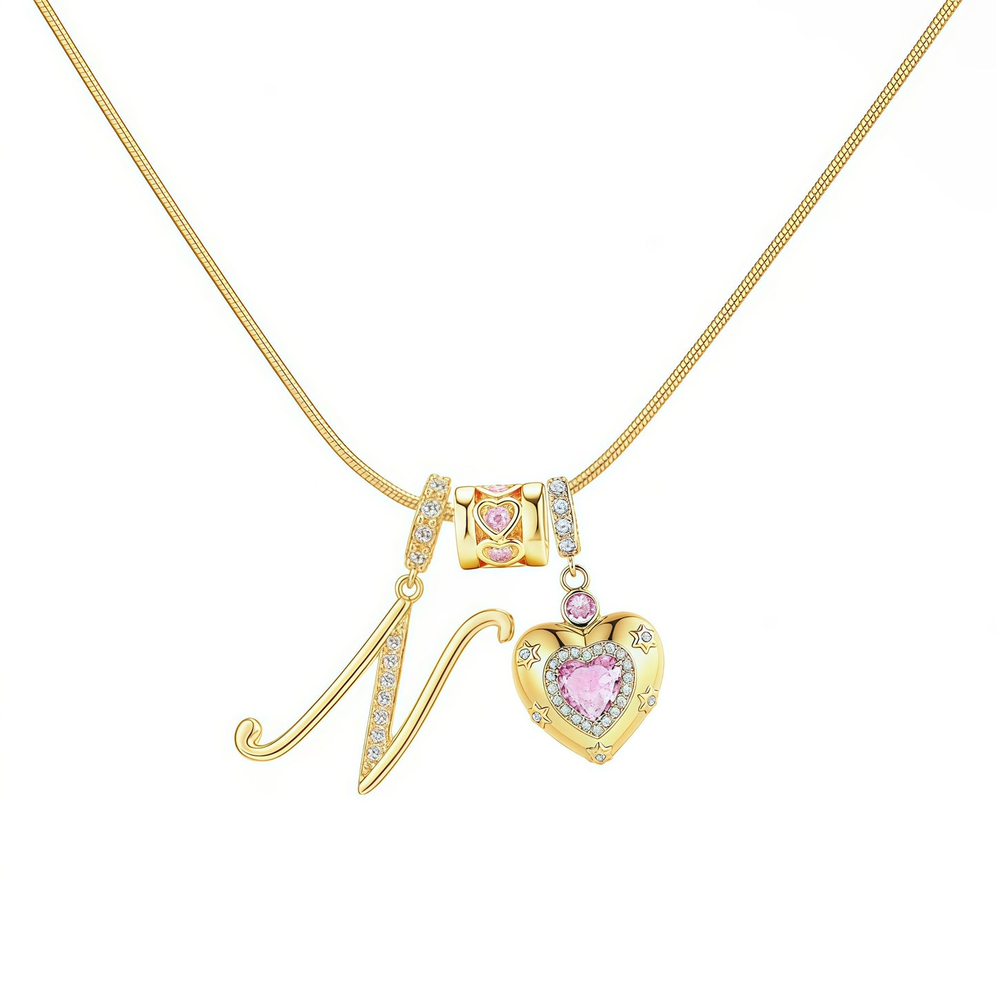 Initial Heart Charm Necklace