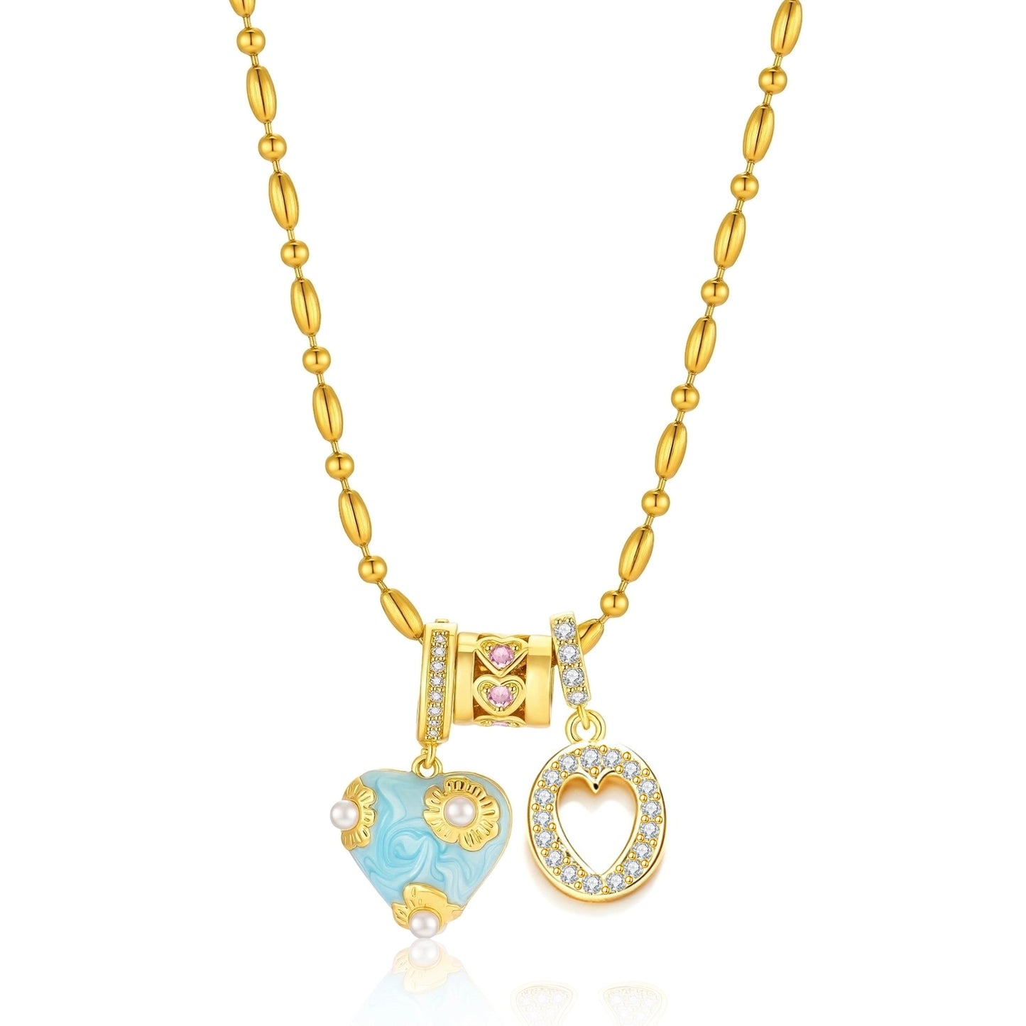 French Heart Initial Necklace