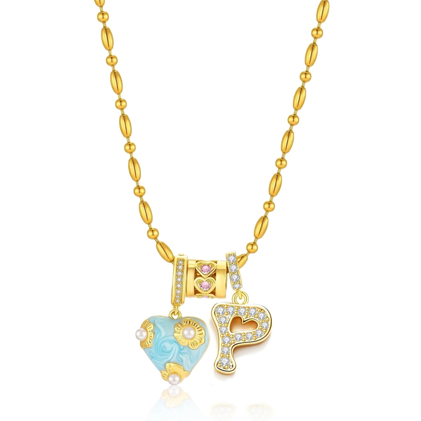 French Heart Initial Necklace