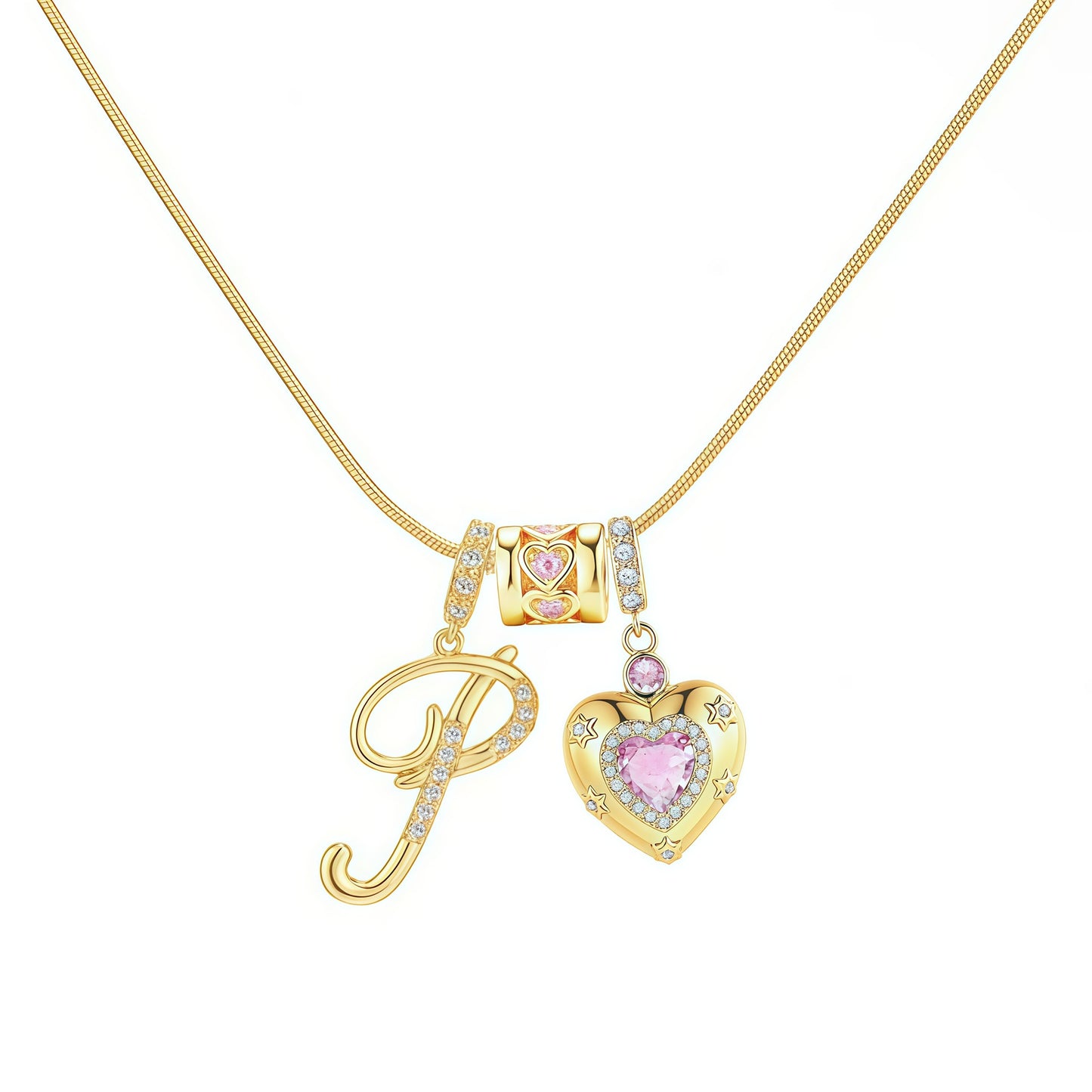 Initial Heart Charm Necklace