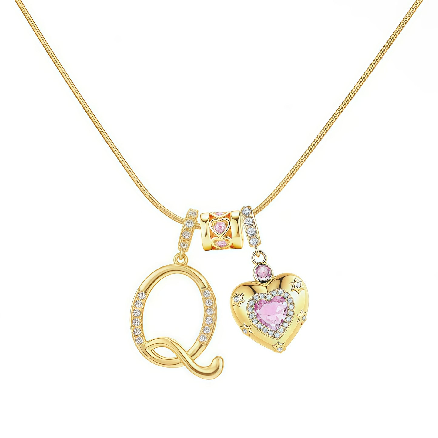 Initial Heart Charm Necklace