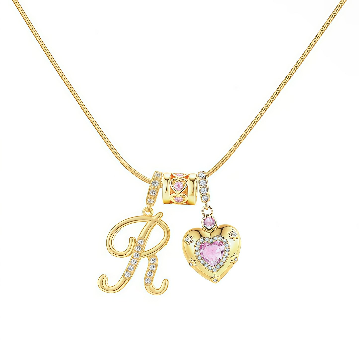 Initial Heart Charm Necklace