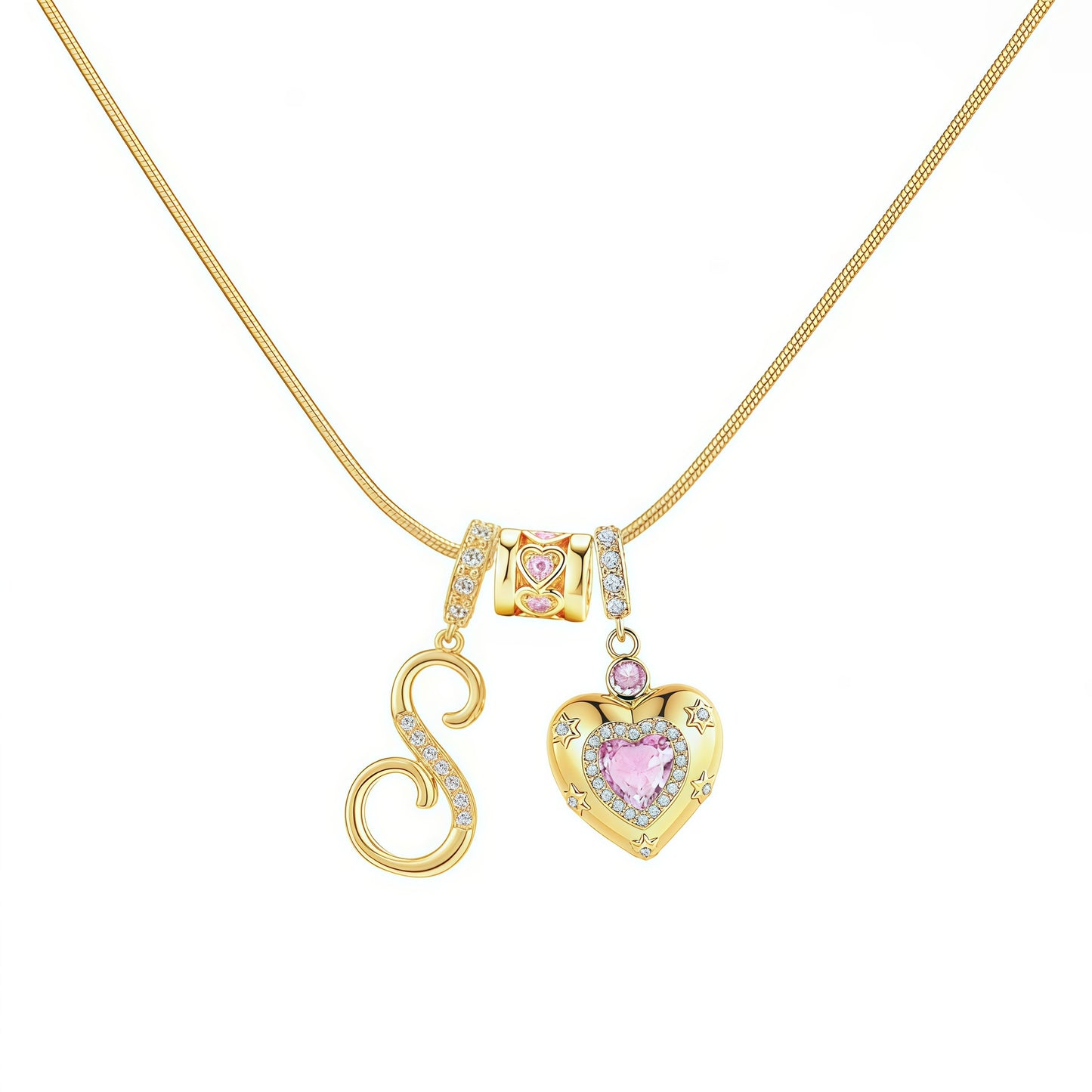 Initial Heart Charm Necklace