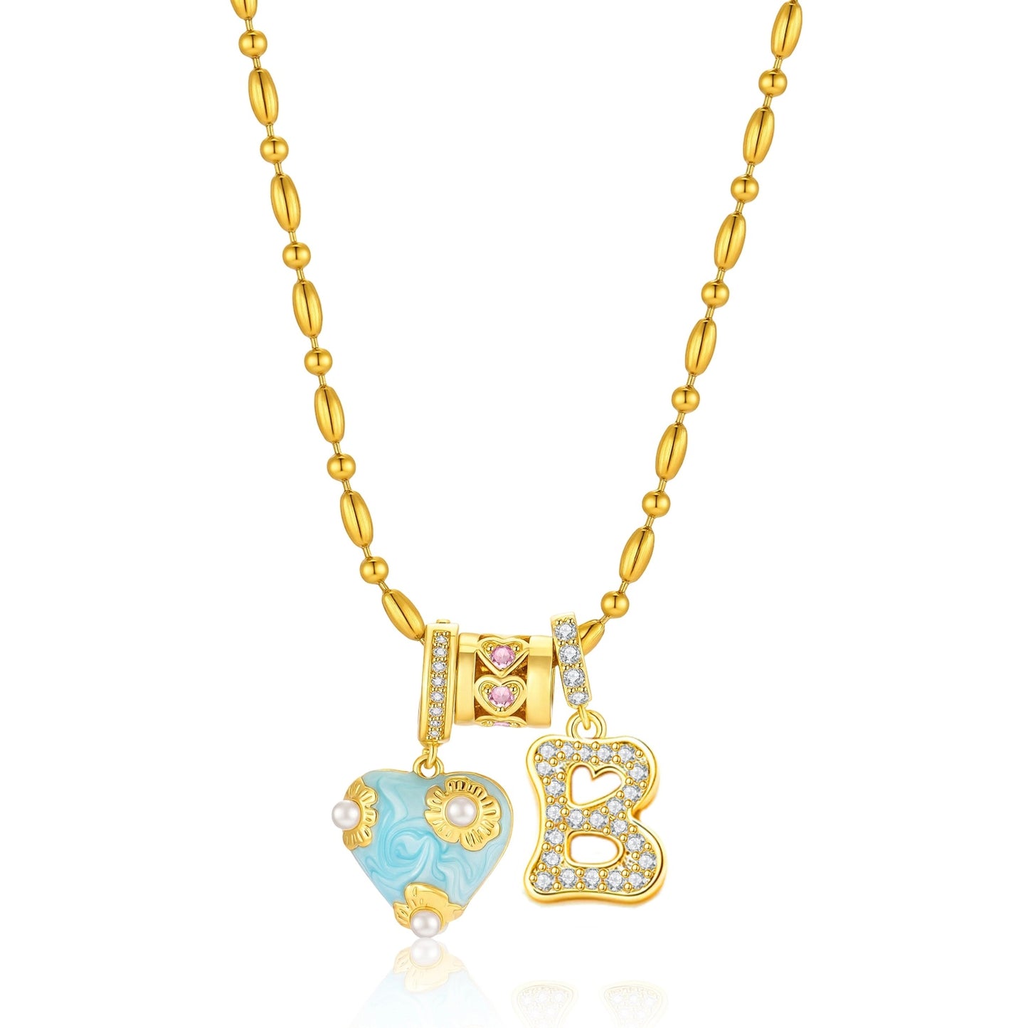French Heart Initial Necklace