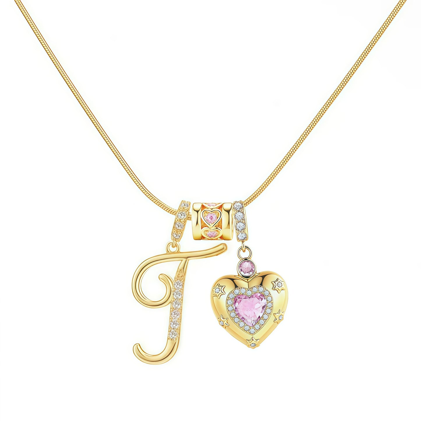 Initial Heart Charm Necklace