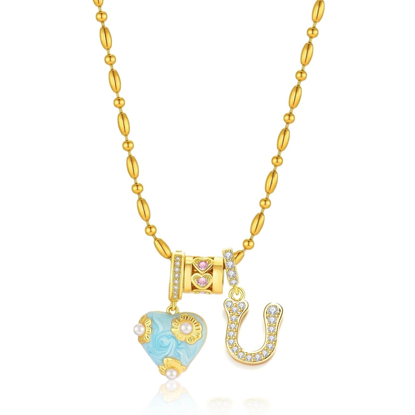 French Heart Initial Necklace
