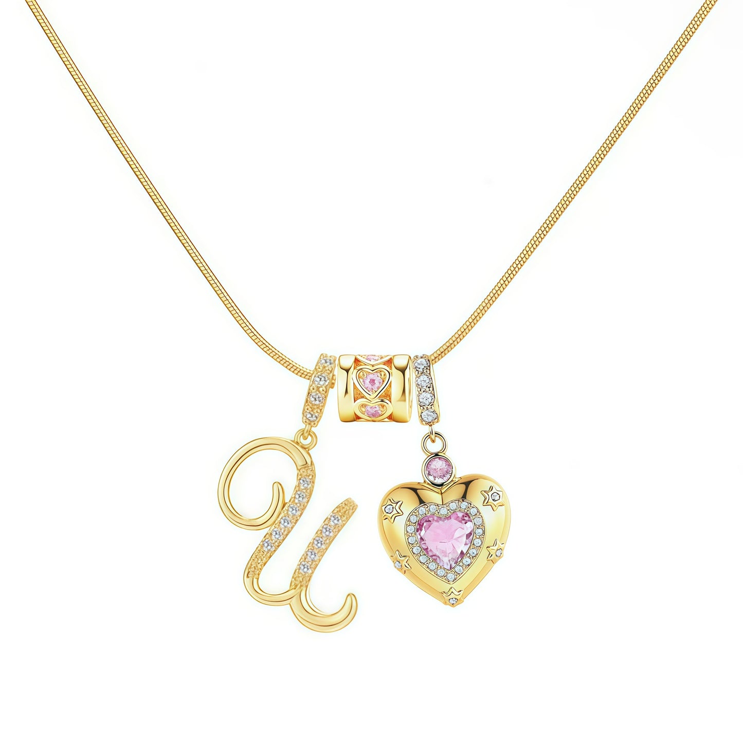Initial Heart Charm Necklace
