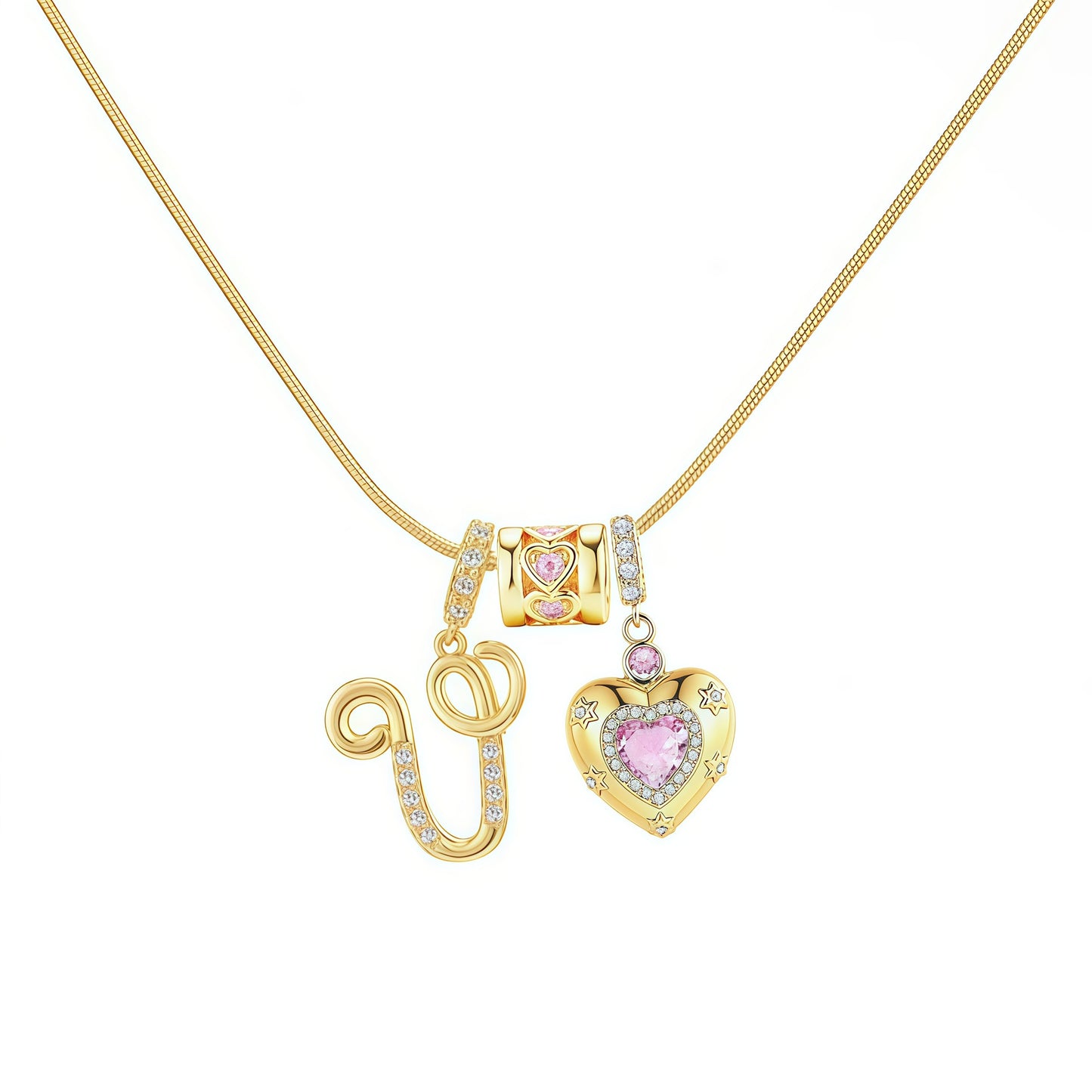 Initial Heart Charm Necklace