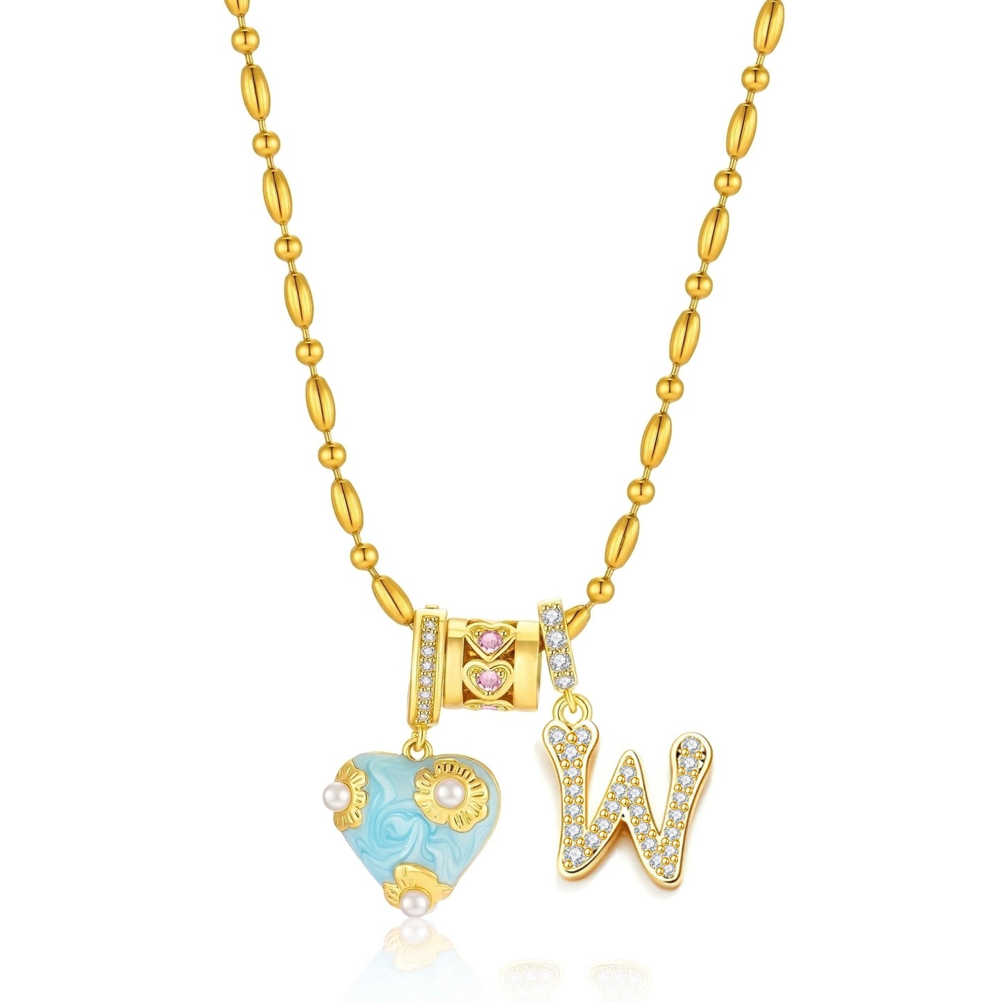 French Heart Initial Necklace