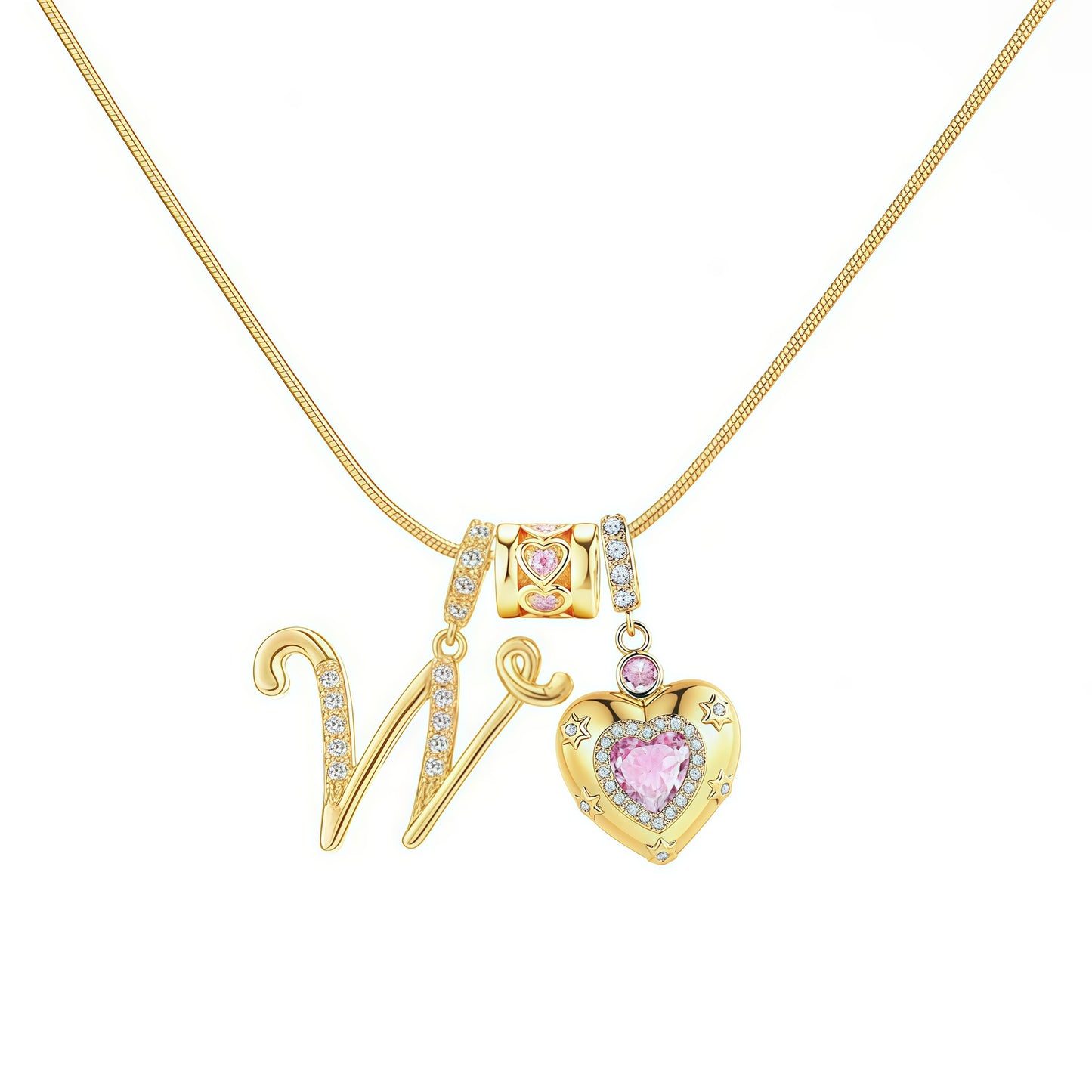 Initial Heart Charm Necklace