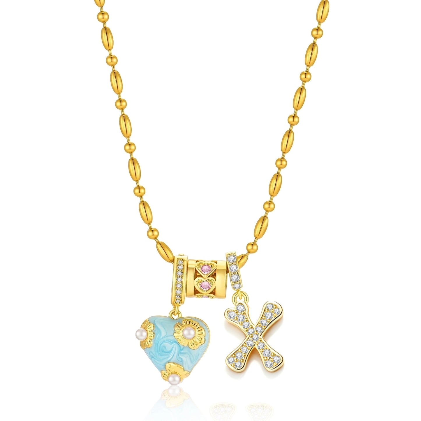 French Heart Initial Necklace