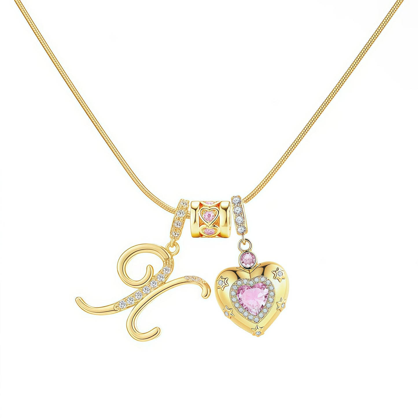 Initial Heart Charm Necklace