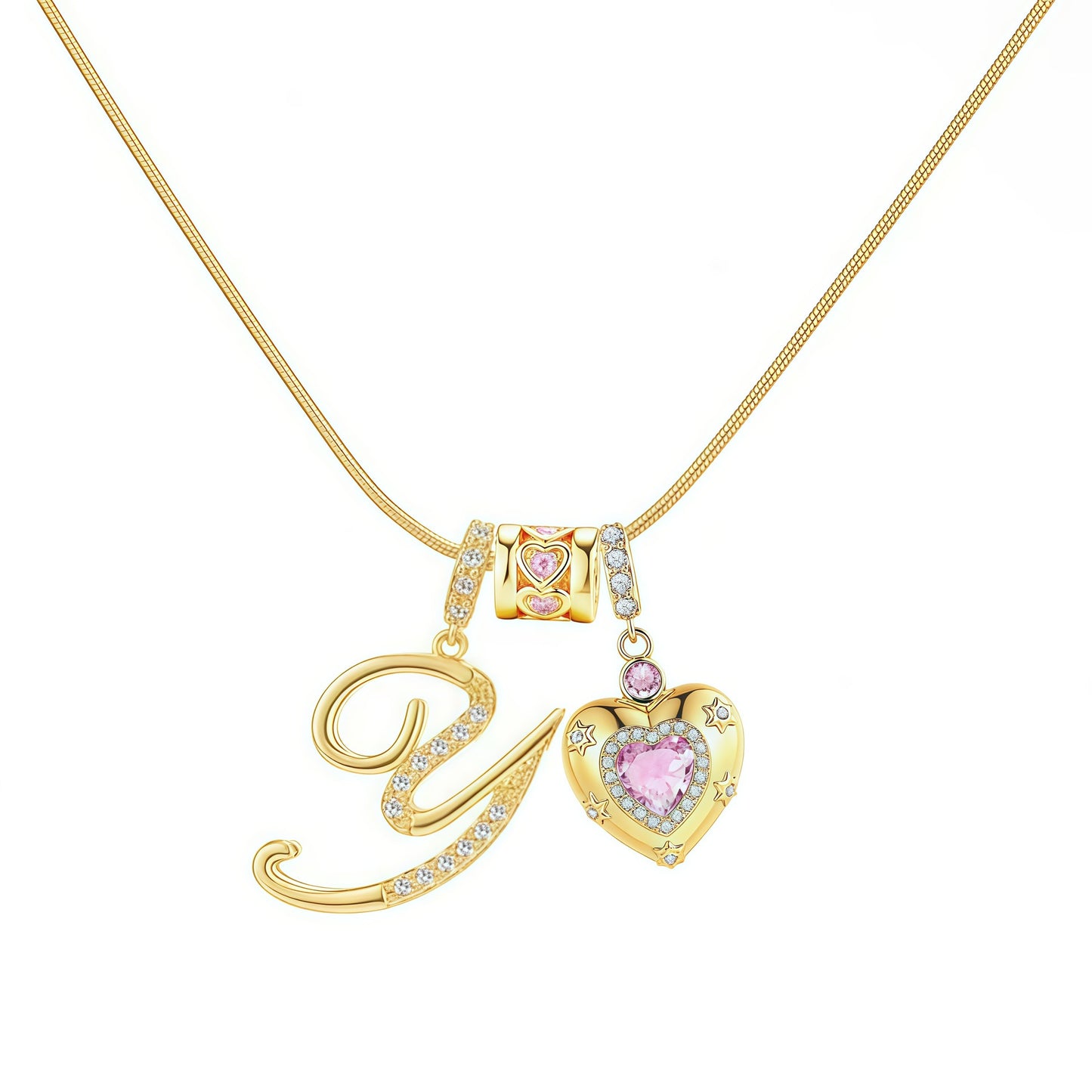 Initial Heart Charm Necklace