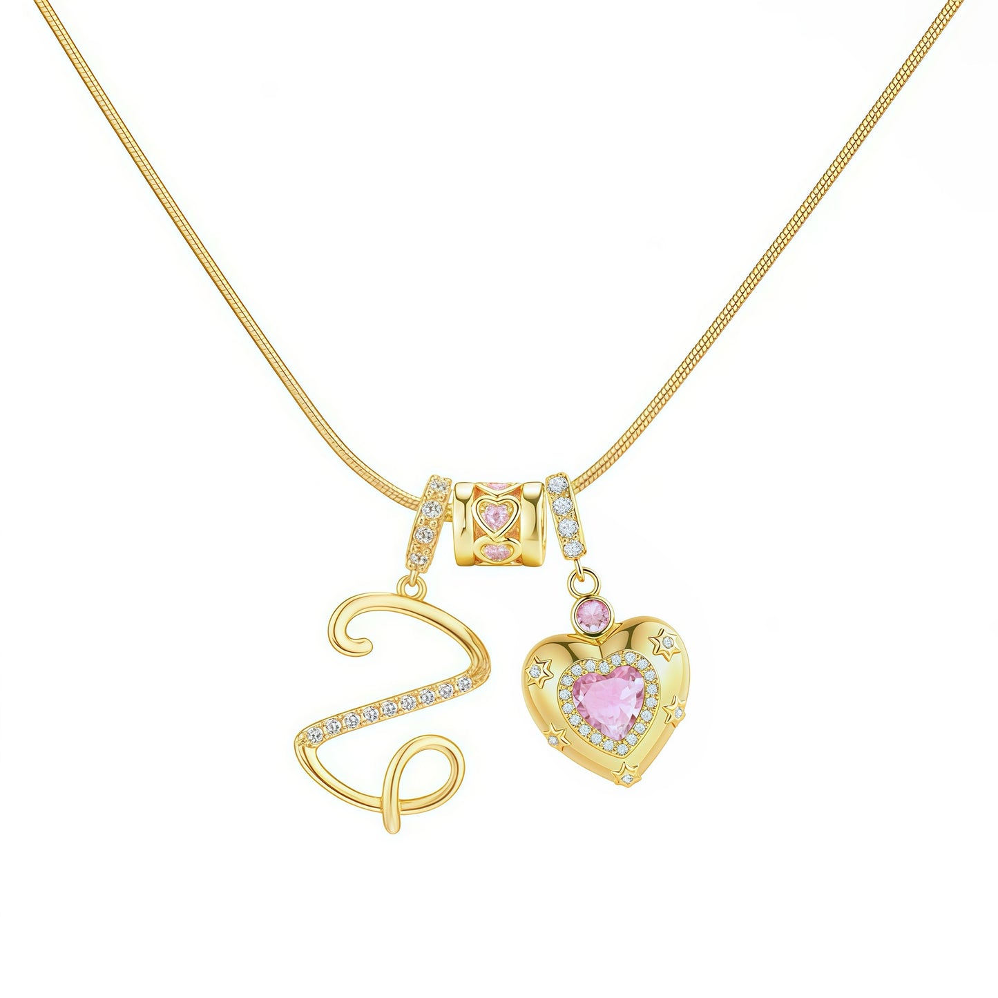 Initial Heart Charm Necklace