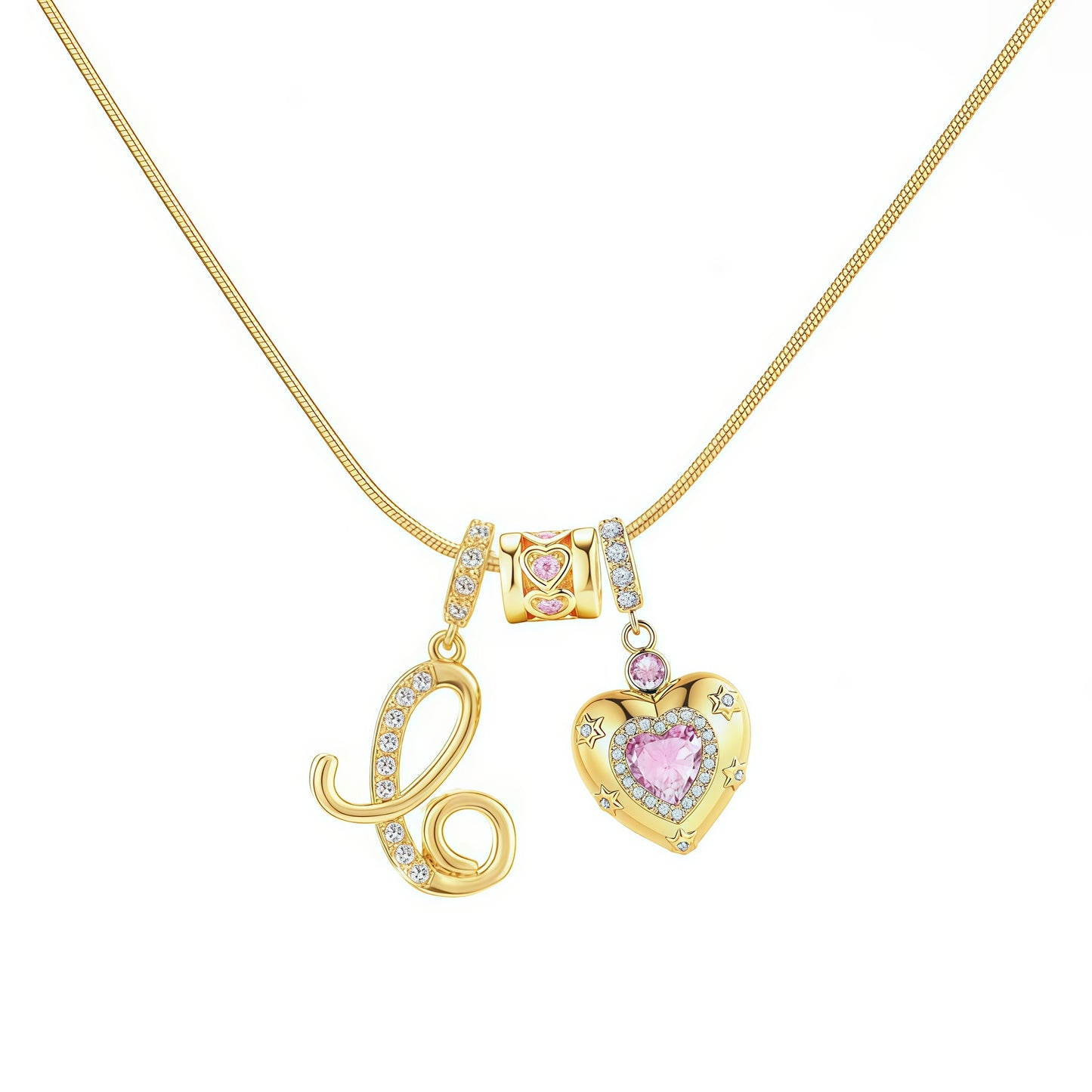 Initial Heart Charm Necklace