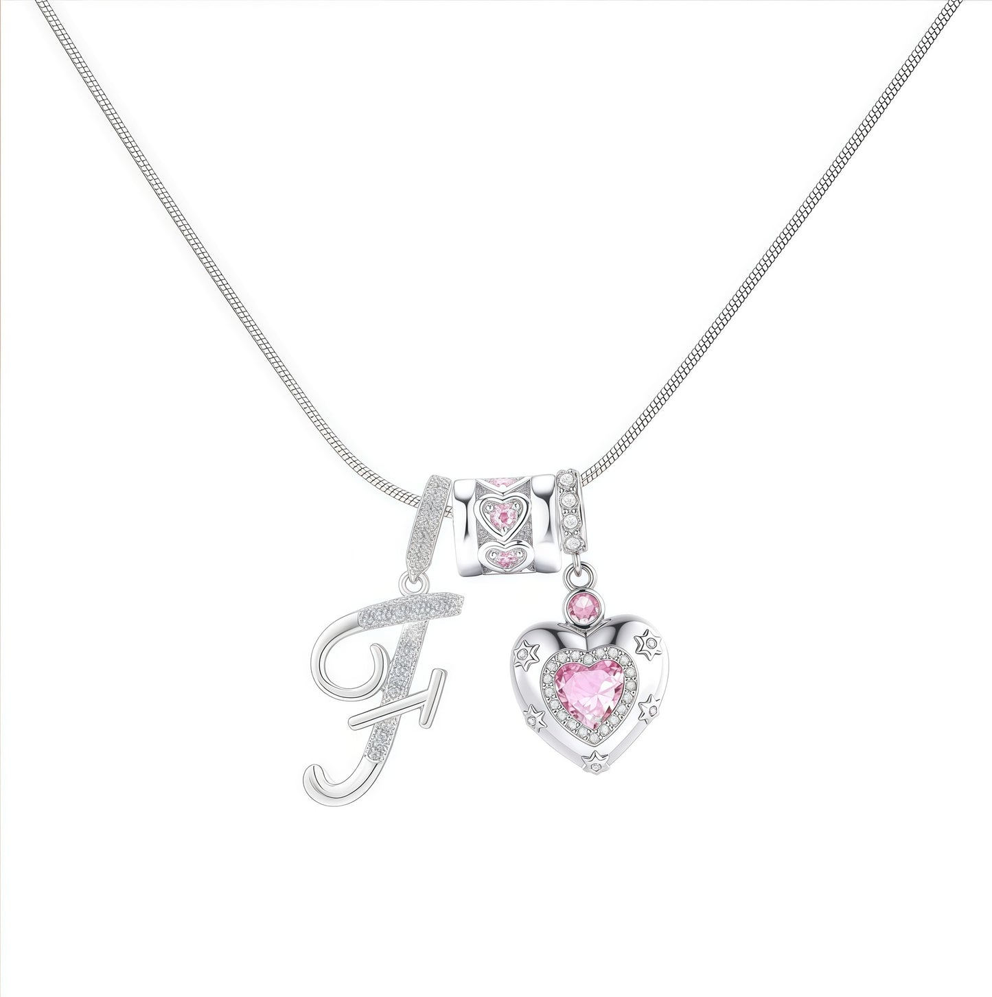 Initial Heart Charm Necklace