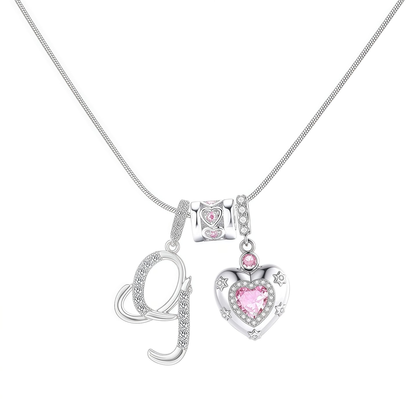 Initial Heart Charm Necklace