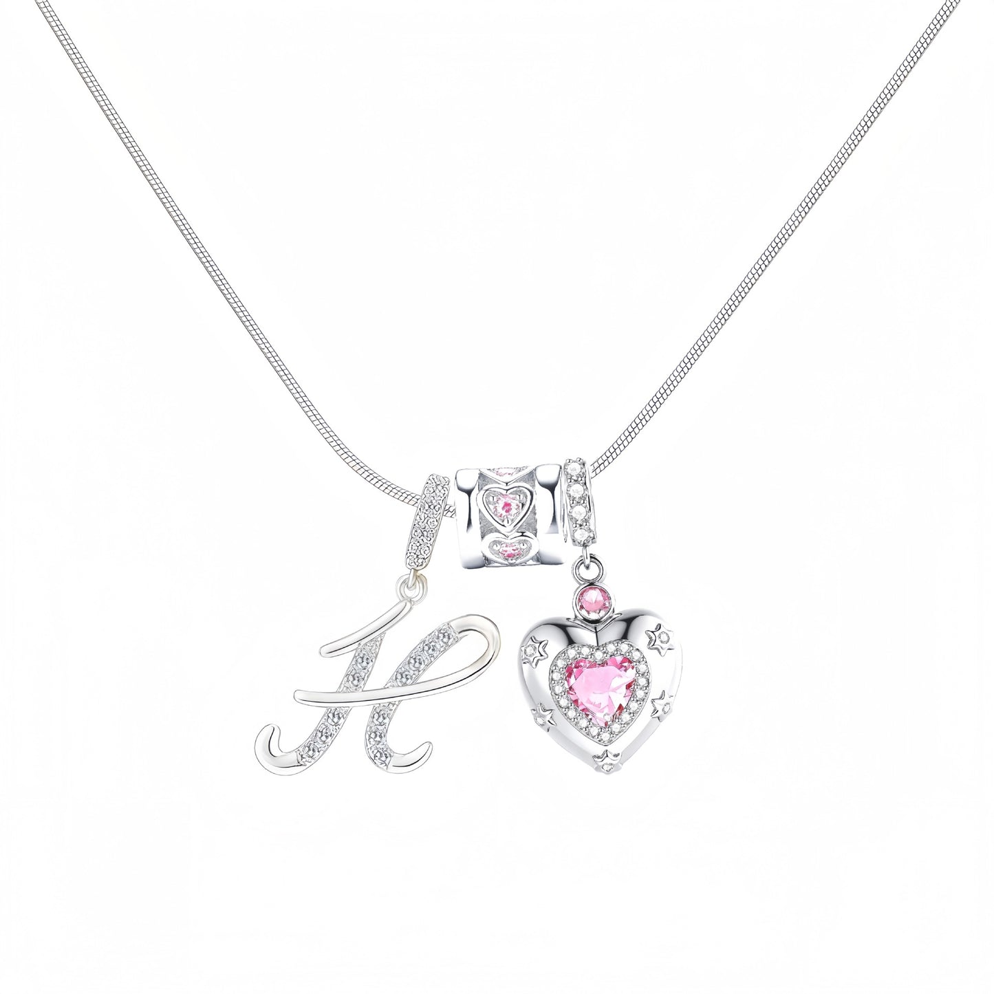 Initial Heart Charm Necklace