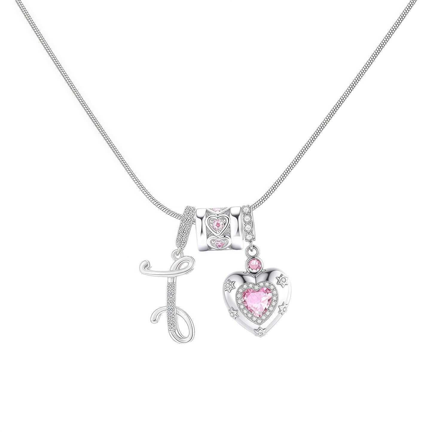 Initial Heart Charm Necklace